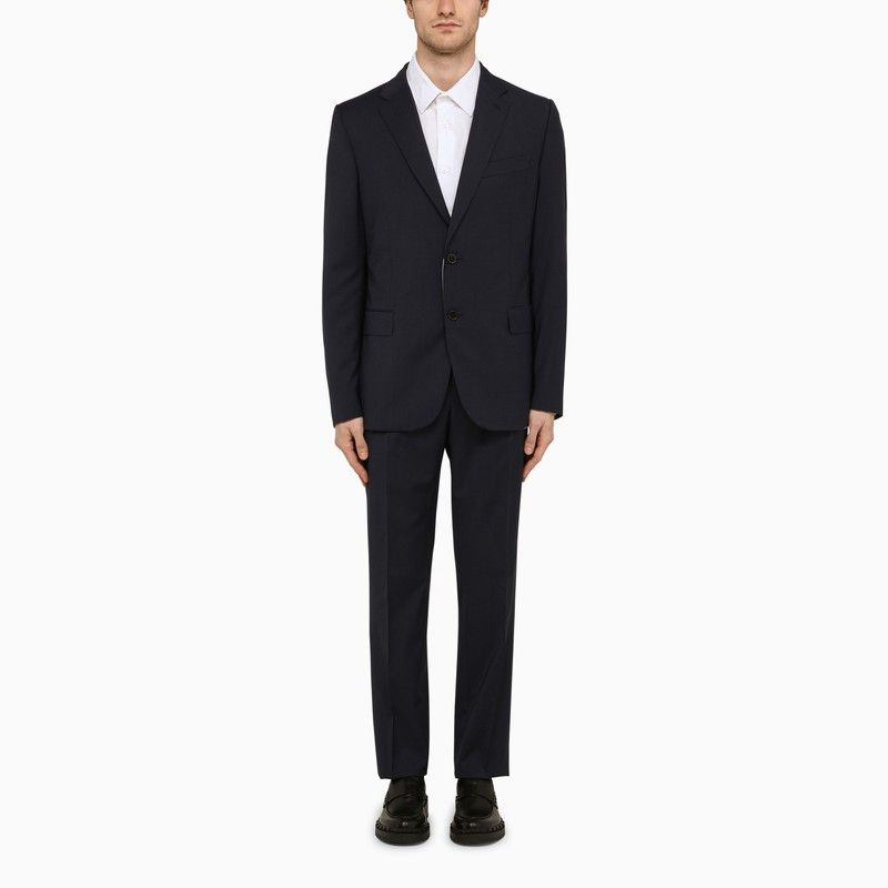image of Valentino Navy Blue Single-Breasted Suit In Wool, Men's (Size Small)