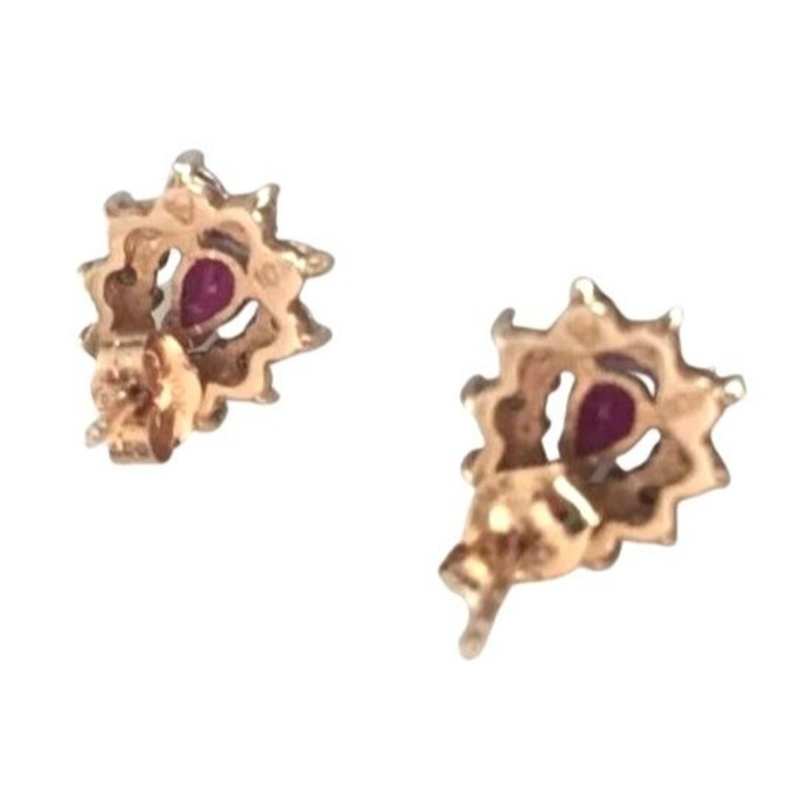 The Unbranded Brand 10K White Yellow Gold Genuine Ruby & Diamond Stud Earrings Size ONE SIZE - 10 Thumbnail