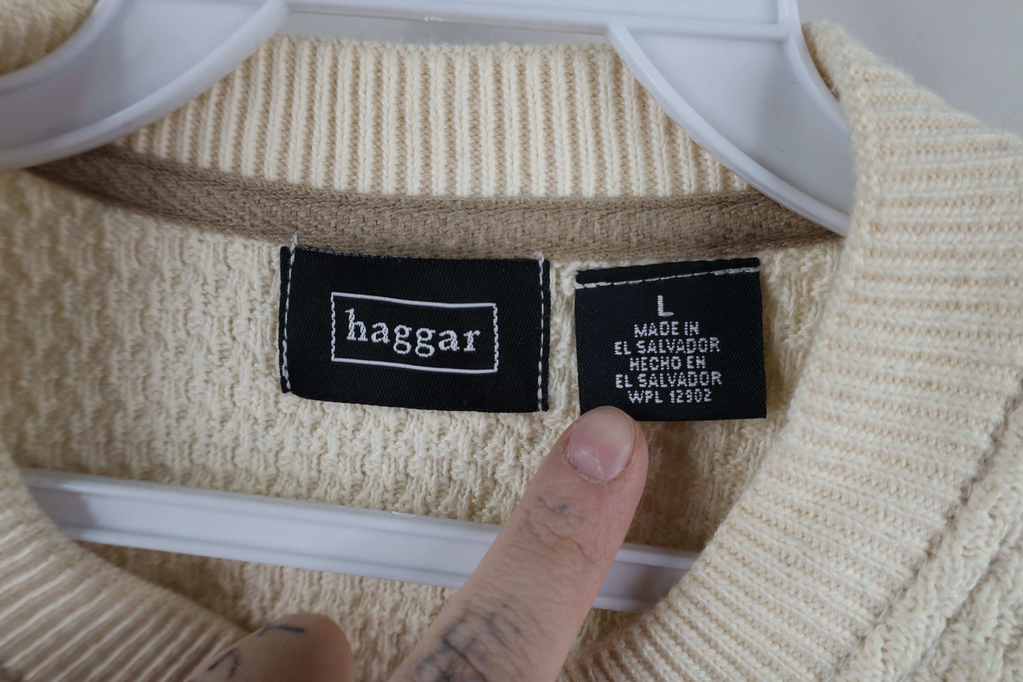 Vintage Vintage 90s Streetwear Cotton Knit Henley Sweater Cream Size US L / EU 52-54 / 3 - 7 Thumbnail