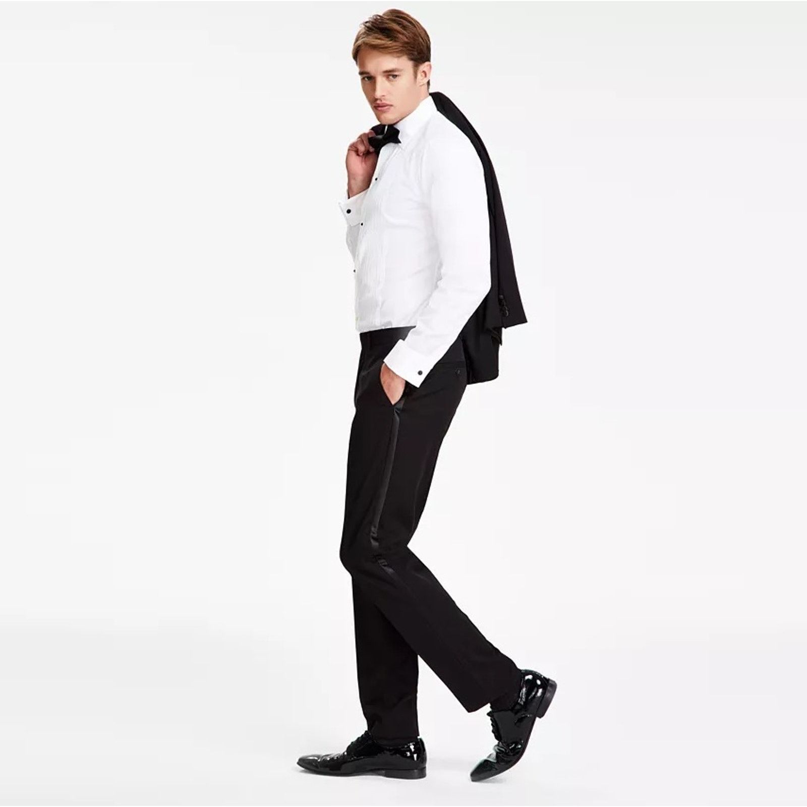 Kenneth Cole Kenneth Cole Reaction Men's Black Slim Dress Pants 42W 32L Size US 42 / EU 58 - 3 Thumbnail