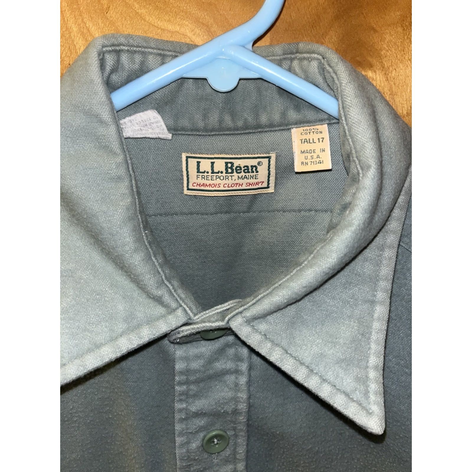 Vintage VINTAGE L.L. Bean Men’s Big & Tall Shirt 17 Long Sleeve Cotton Sage Green Chamois Cloth Size US XL / EU 56 / 4 - 2 Thumbnail