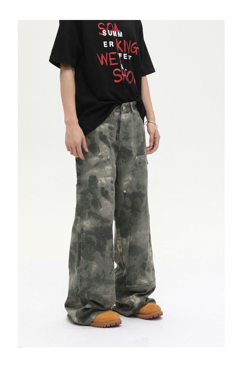 Japanese Brand Camouflage distressed patchwork workwear straight leg jeans Size US 32 / EU 48 - 3 Thumbnail