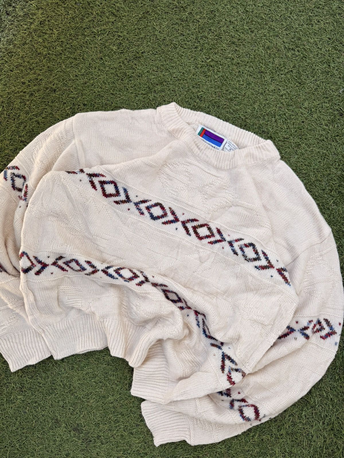 Vintage Vintage 90s Beige Cream coloure Knitted Sweater Size (M) Size US M / EU 48-50 / 2 - 5 Thumbnail