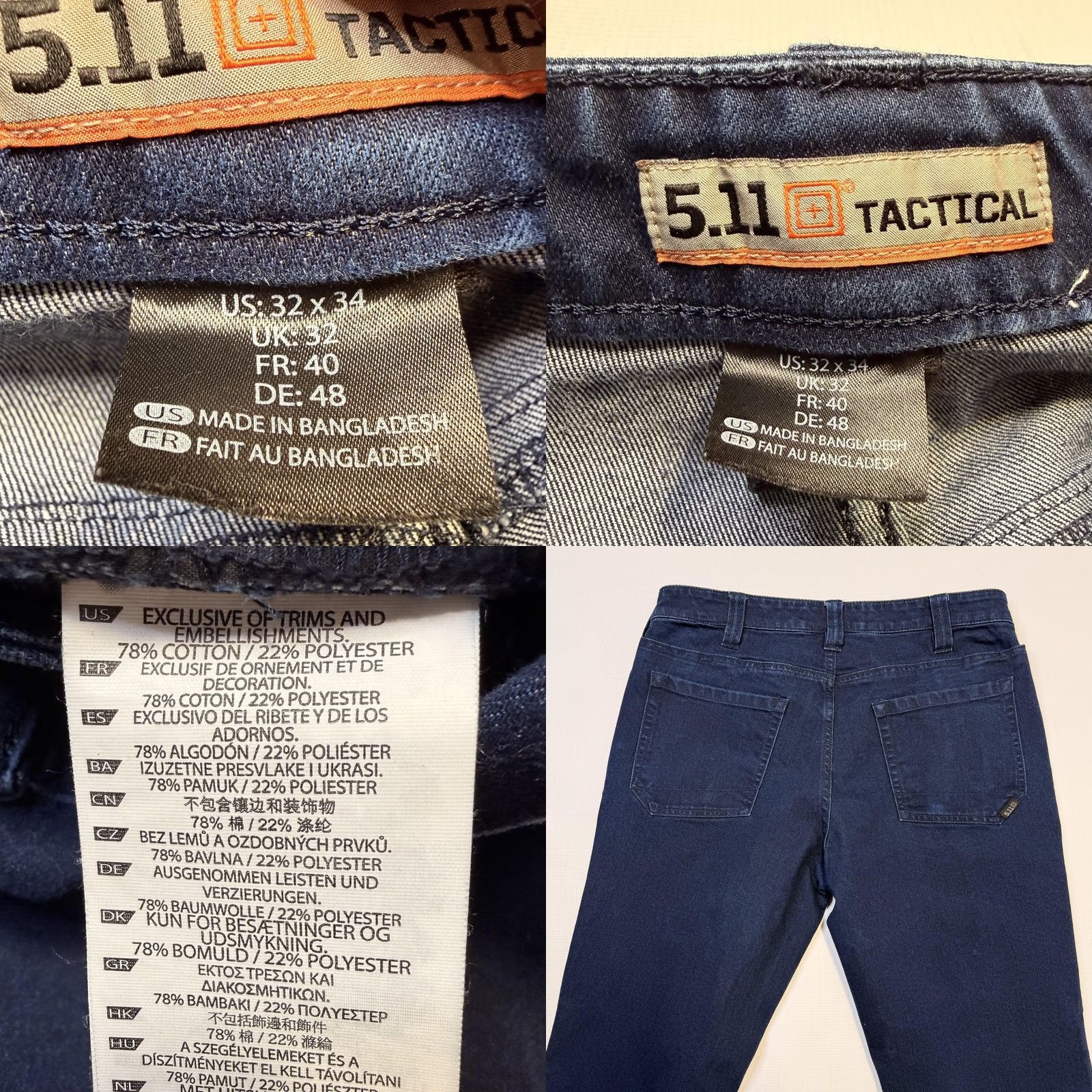 Vintage 5.11 Tactical Jeans Mens 32x34 Blue Regular Fit Straight Denim casual dark wash Size US 32 / EU 48 - 8 Thumbnail