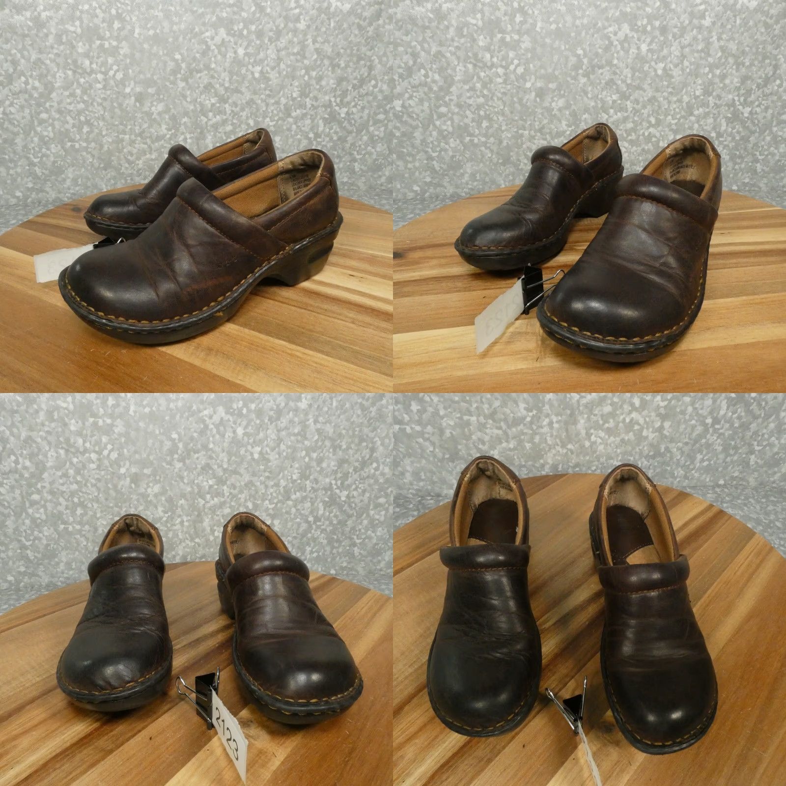Born BOC Born Clogs Womens Brown Leather Slip On Mules Chunky Heel Size 6.5M Size US 7 / IT 37 - 8 Thumbnail