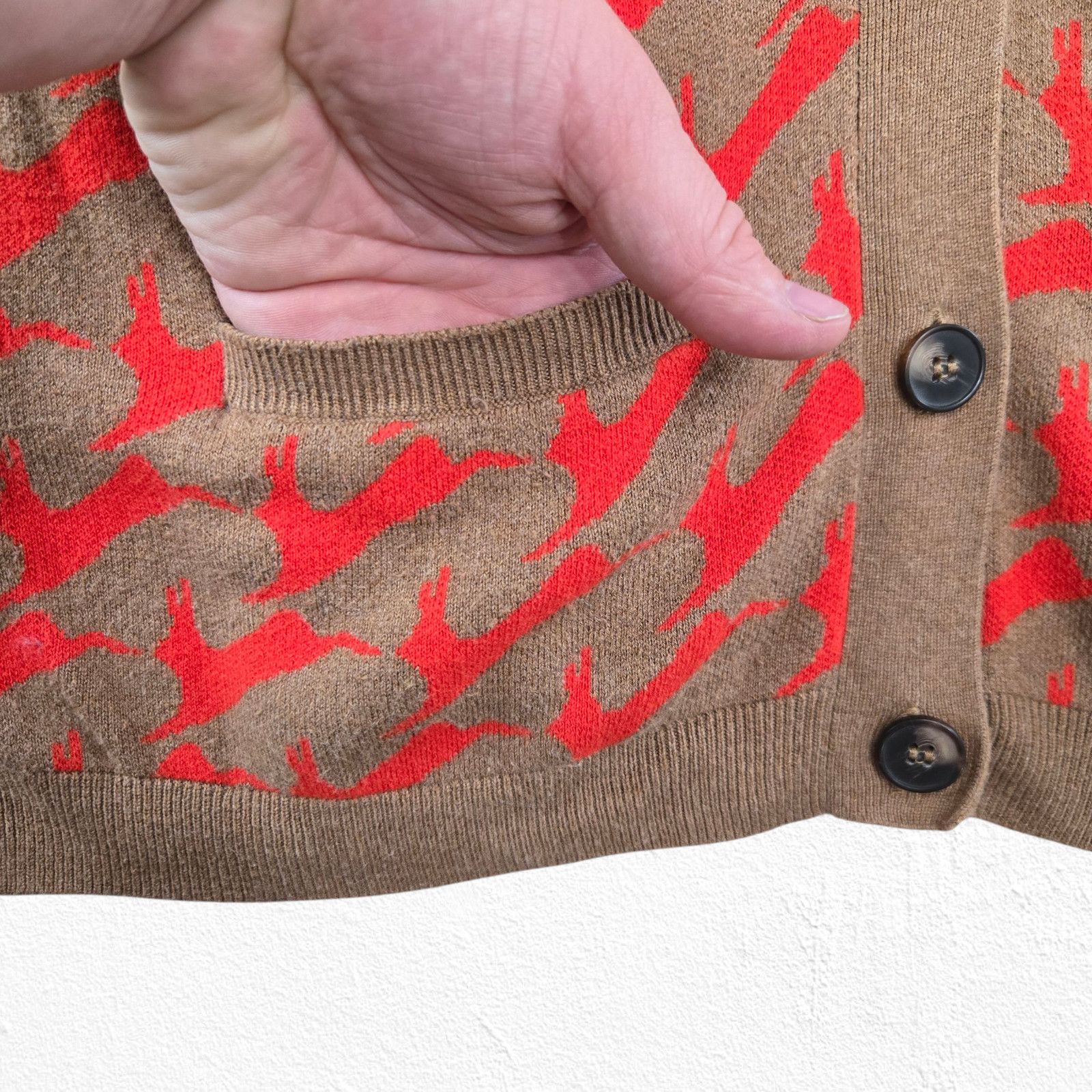 Other Brown Red Rabbit Print Cardigan Sweater Size Medium Size M / US 6-8 / IT 42-44 - 5 Thumbnail