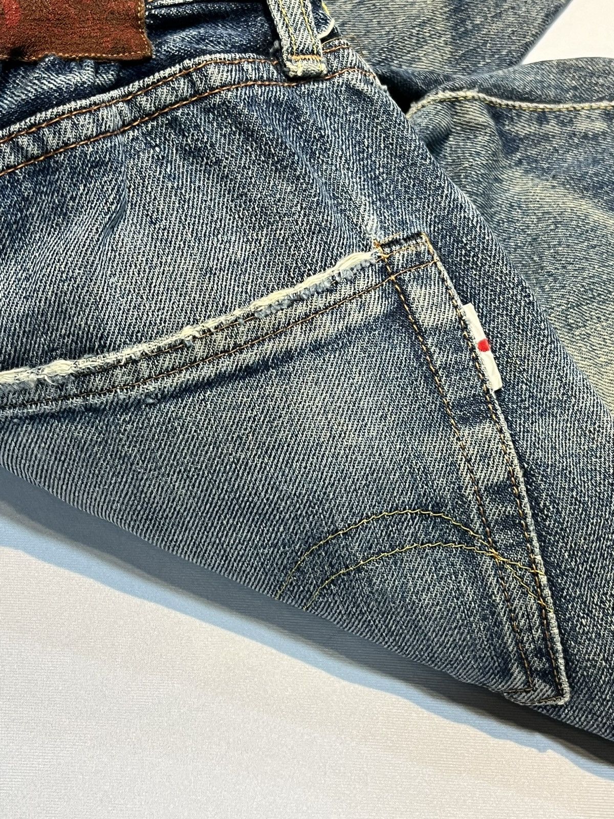Japanese Brand Vintage Studio D’Artisan Denim Selvage Trashed Jeans Flare Size US 30 / EU 46 - 11 Thumbnail
