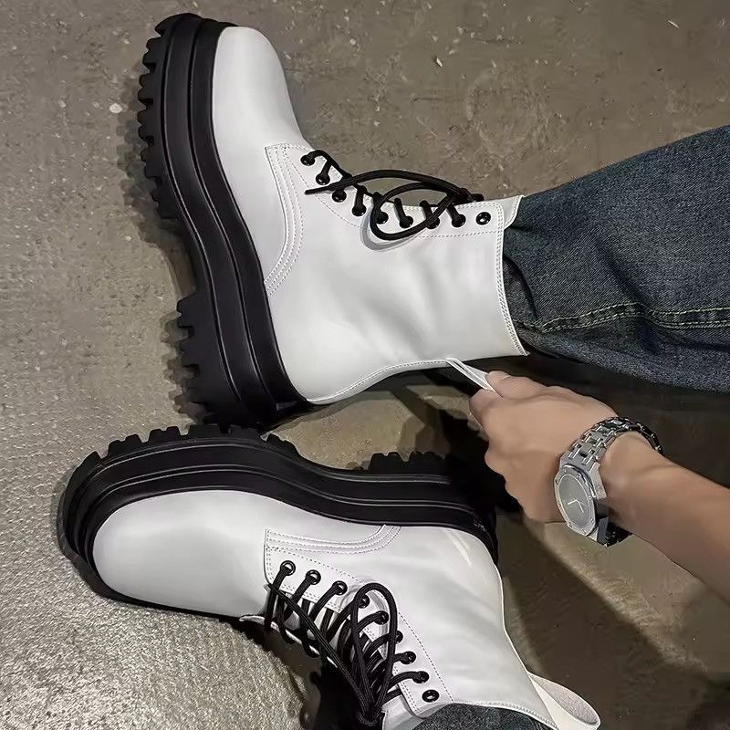 Japanese Brand Thick Soled High Top Men Pu Leather Boots Size US 6 / EU 39 - 7 Thumbnail