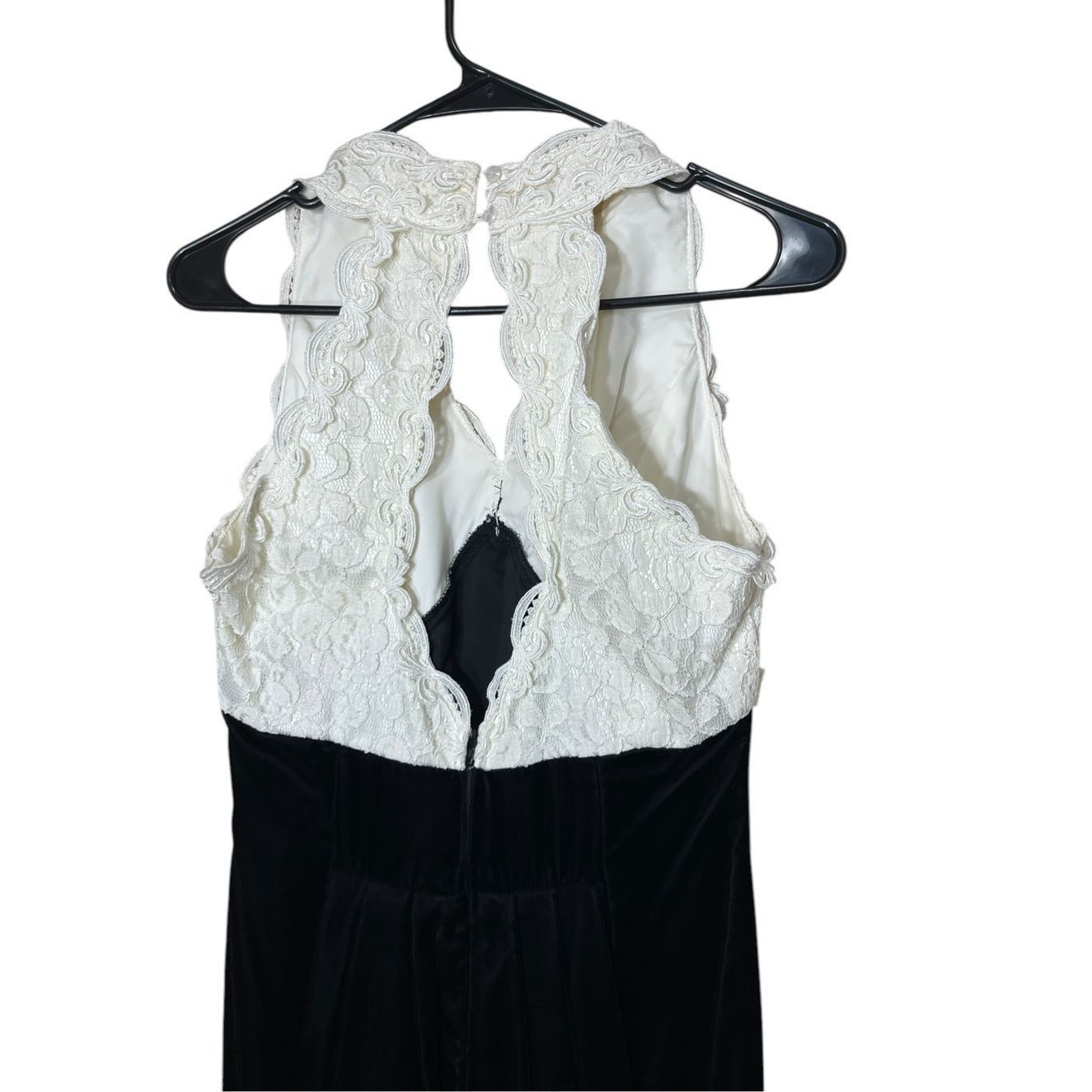 Other Vintage Scott McClintock Black White Lace Velvet Formal Dres Size L / US 10 / IT 46 - 7 Thumbnail