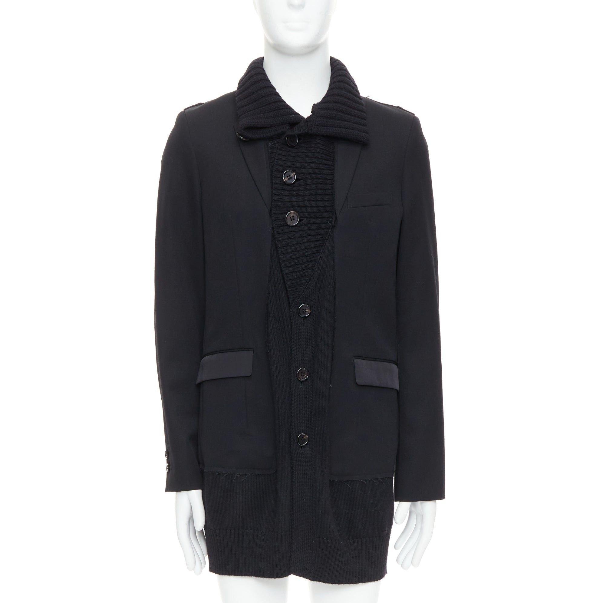 Undercover UNDERCOVER 2008 black wool alpaca rib trim layered long coat JP3 L Size US M / EU 48-50 / 2 - 1 Thumbnail