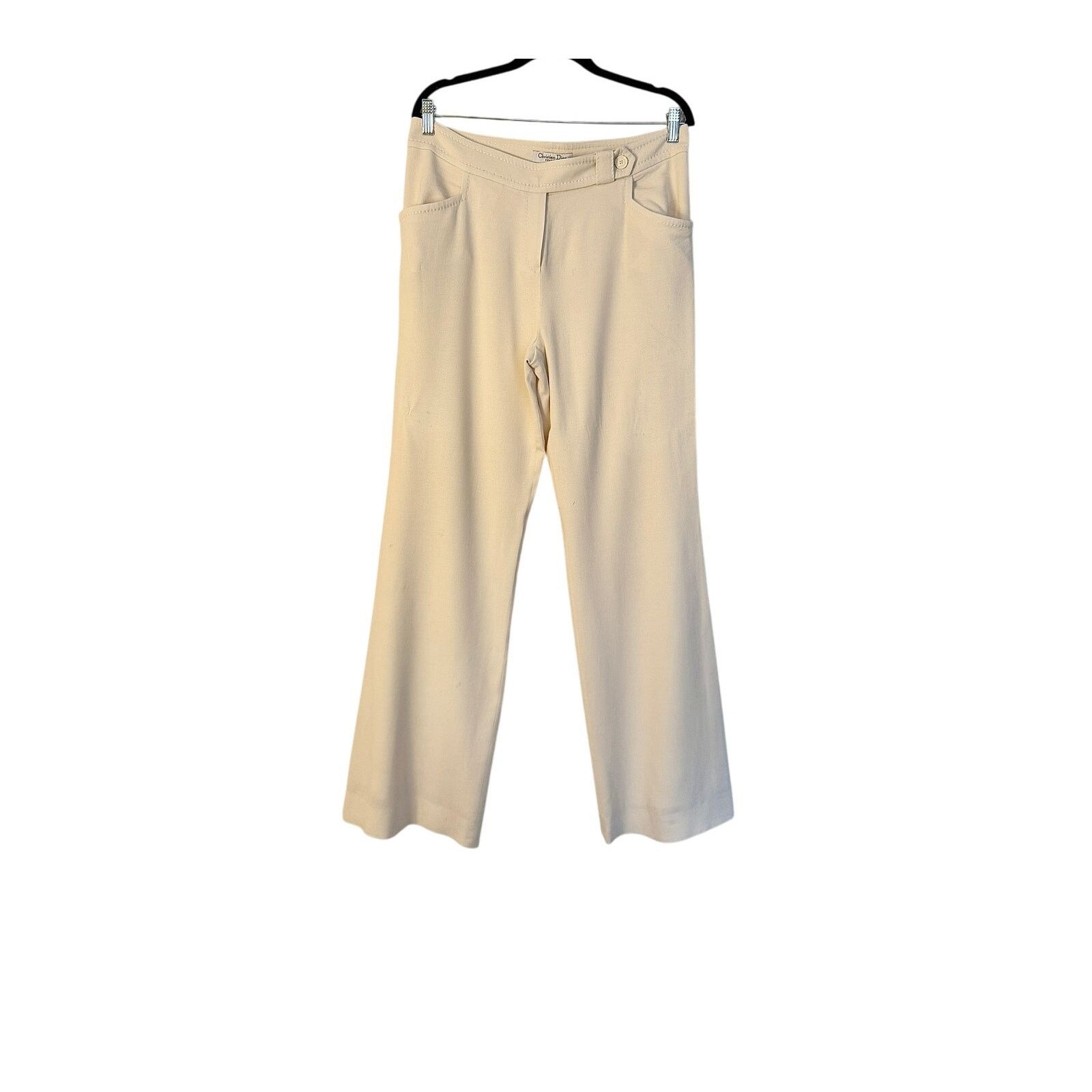 Dior Christian Dior Women's Ivory Viscose Wool Blend Trousers Size 34" / US 12 / IT 48 - 1 Thumbnail