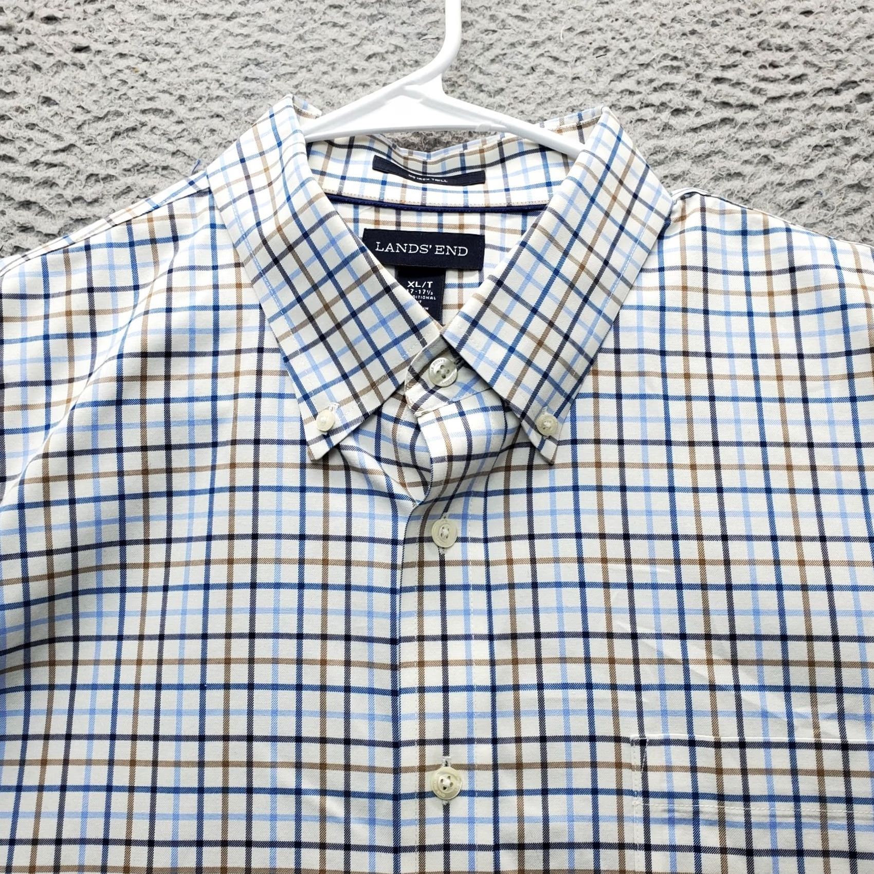 Lands' End Lands' End Mens XL Dress Shirt Multicolor Gingham No Iron Button-Down Classic Fit Shirt Mens XL Lands' End Women's? Size 46R - 7 Thumbnail