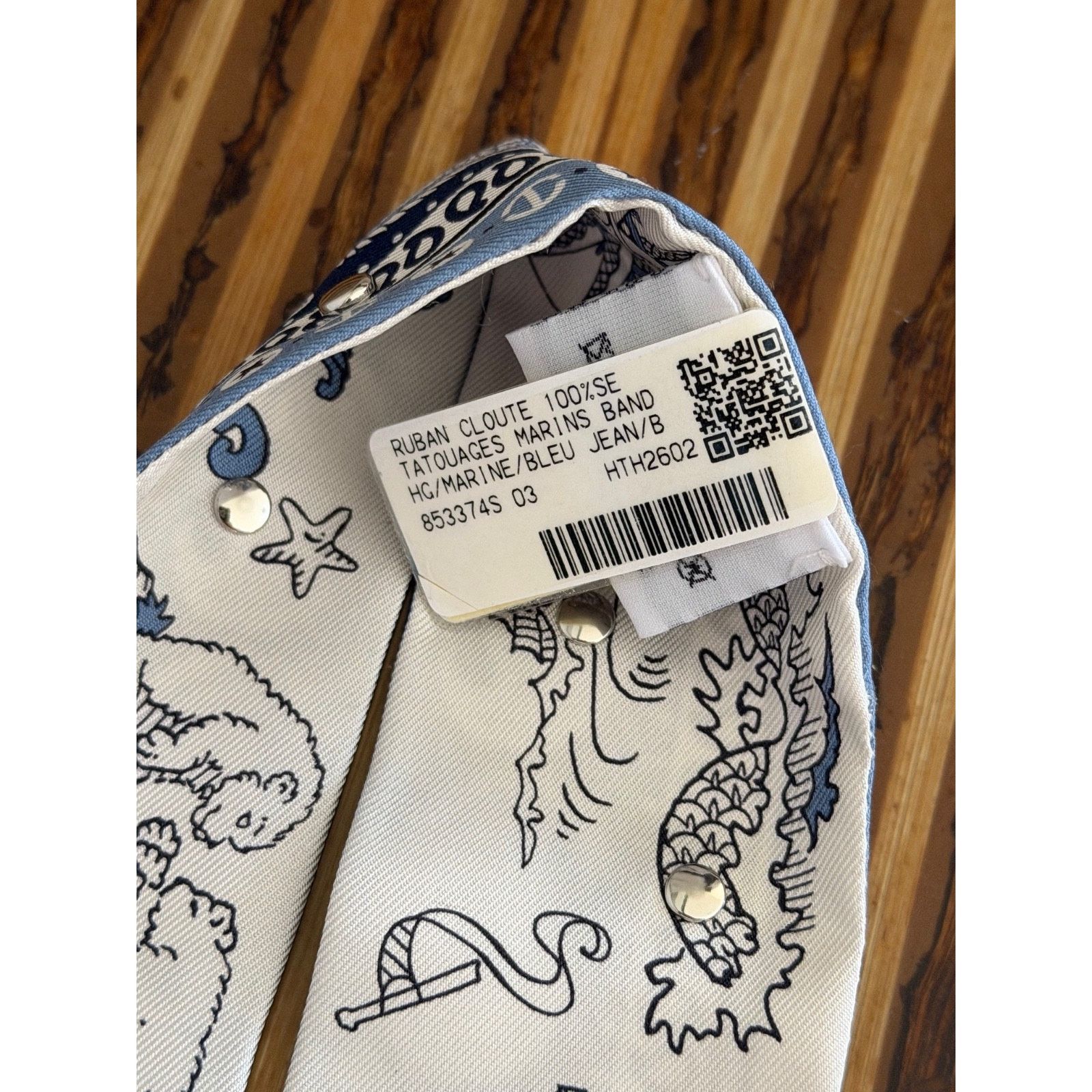 Hermes Hermes Scarf Twilly Tatouages Marins Bandana Silk Blue Jean Size ONE SIZE - 10 Thumbnail