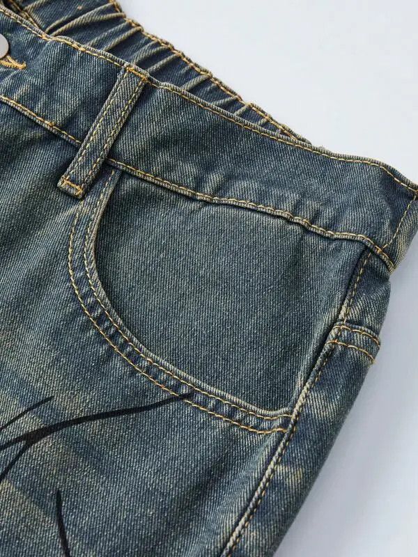 Jean Hazaki x Endo VINTAGE graphic Y2K DRIP denim shorts Size US 34 / EU 50 - 5 Thumbnail