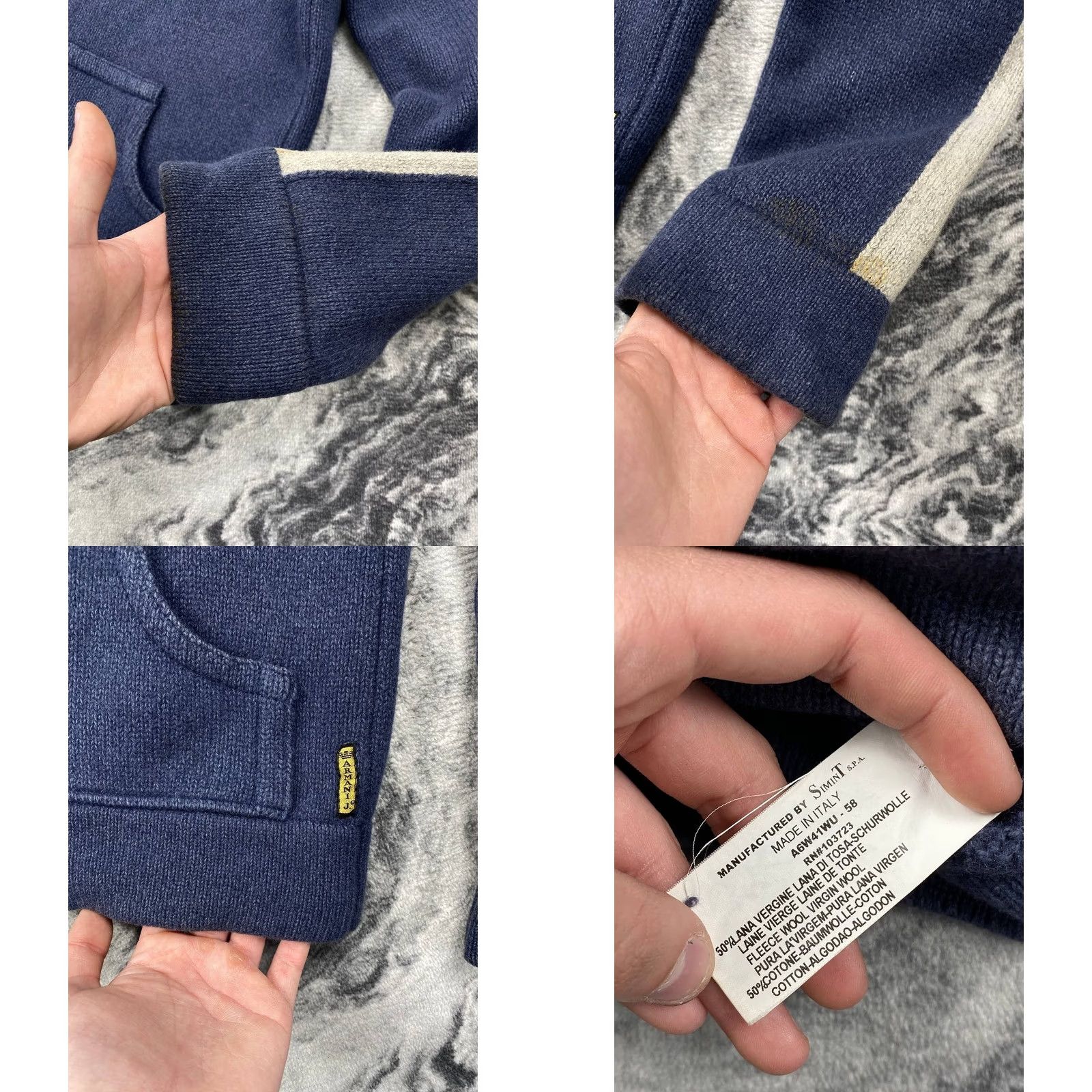 Vintage VINTAGE Armani Jeans Knit Wool Full Zip Hoodie 00s Men Size L Blue Size US L / EU 52-54 / 3 - 8 Thumbnail