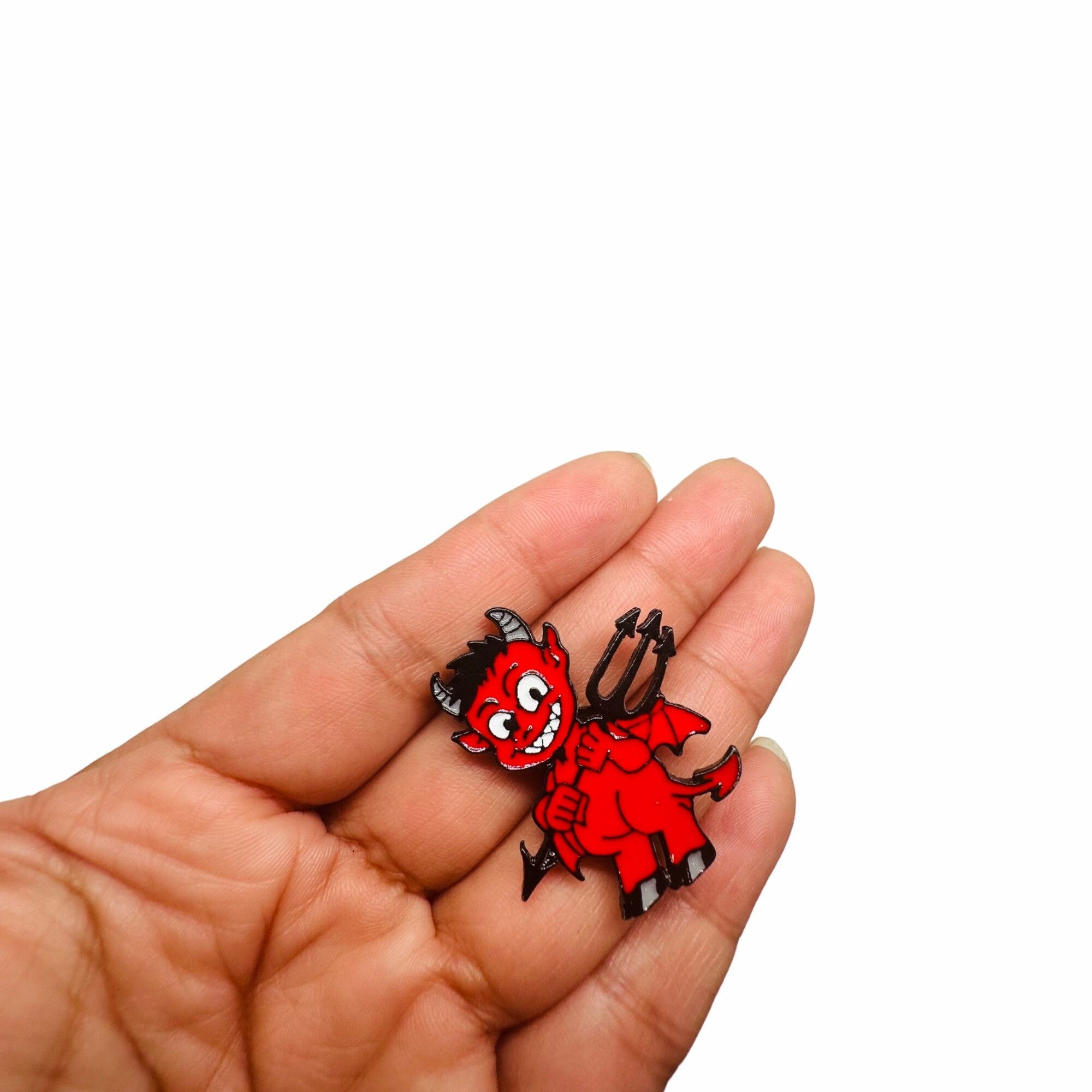 Other ⭐Hell Devil Imp Enamel Pins Red Fire Head Vampire Badge Broo Size ONE SIZE - 2 Thumbnail