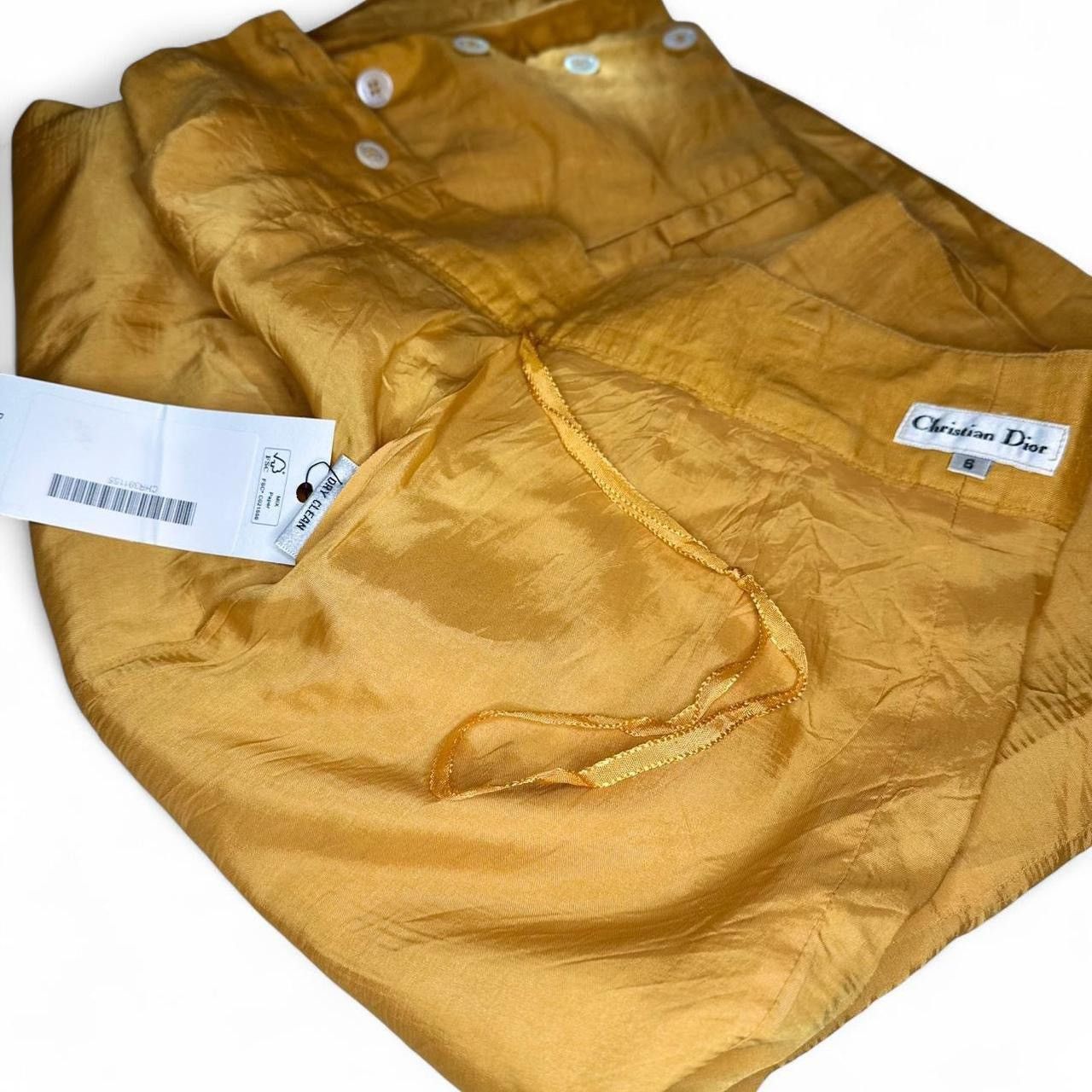 Dior Christian Dior Vintage early 80’s Mustard Yellow Linen Skirt Size 28" / US 6 / IT 42 - 2 Thumbnail
