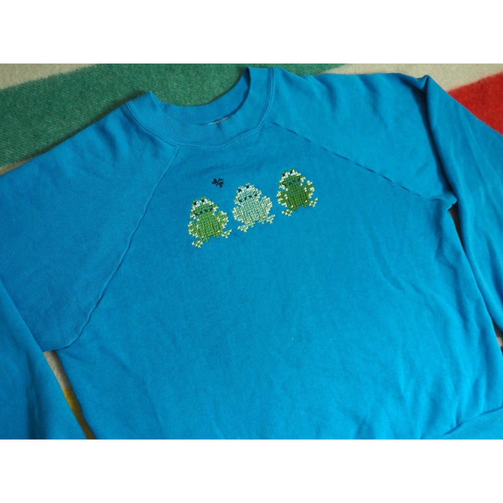 Vintage VINTAGE USA Raglan Sweatshirt Crew Neck Long Sleeve Pullover Fleece Cotton Blend Embroidered Blue 70s 80s Unbranded M Mens Womens Unisex Adults Size US M / EU 48-50 / 2 - 2 Thumbnail