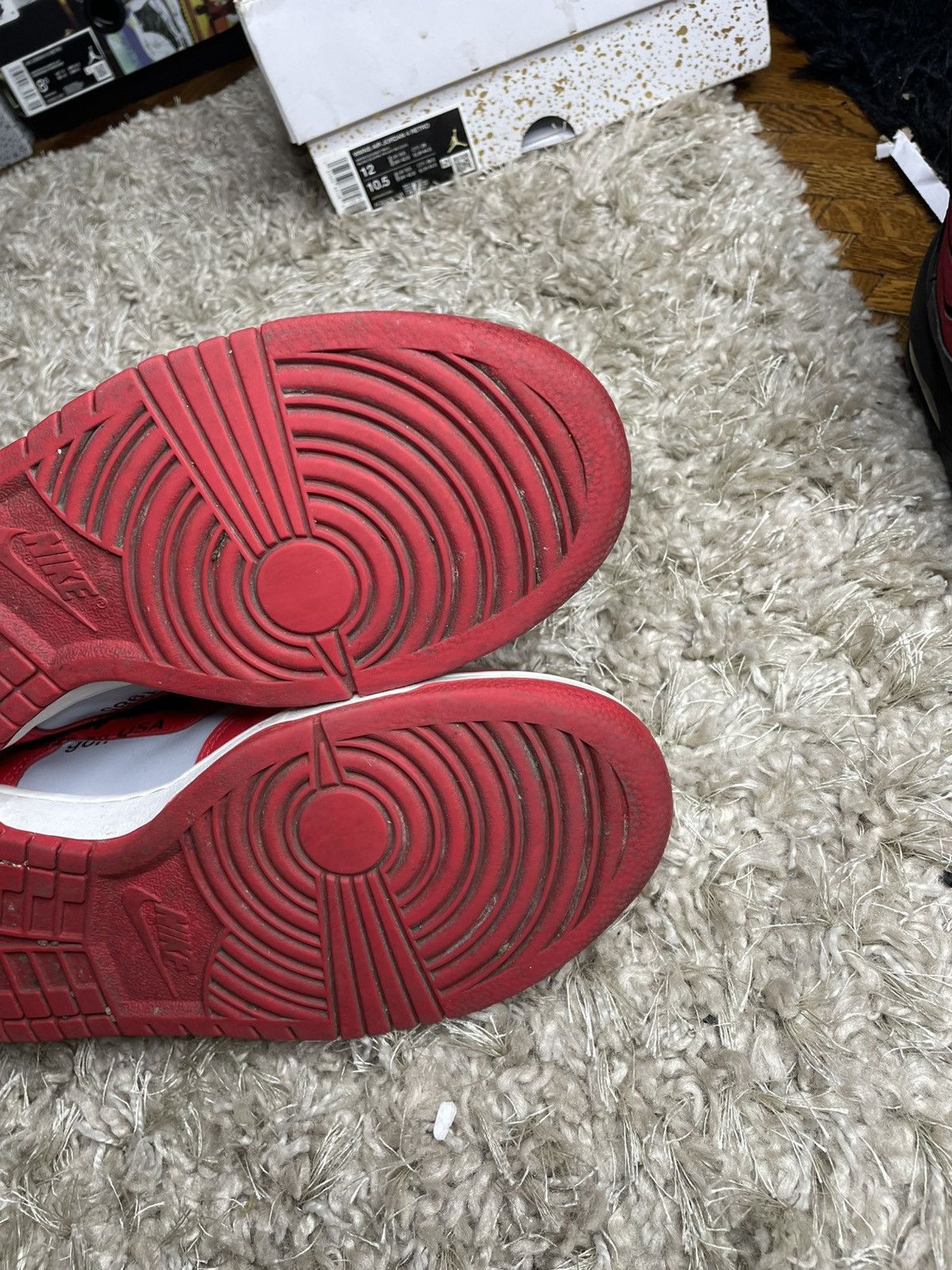 Nike × Off-White Nike x Off White Dunk Low University Red Size US 9 / EU 42 - 10 Thumbnail