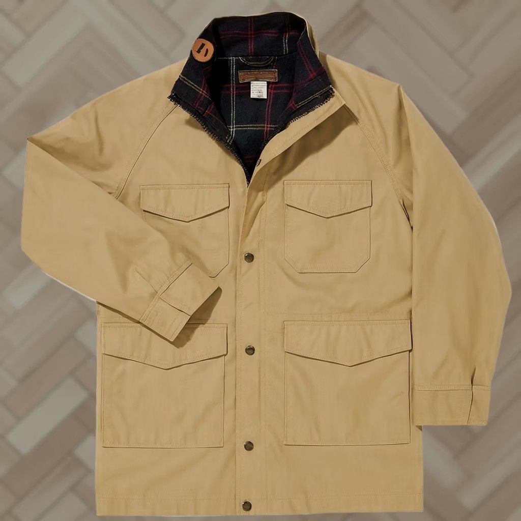 Eddie Bauer VINTAGE Eddie Bauer Explorer Field Expedition Flannel Lined Jacket Canvas Mens M Khaki Leather Trim Pockets Zip Military Jacket Size US M / EU 48-50 / 2 - 1 Thumbnail