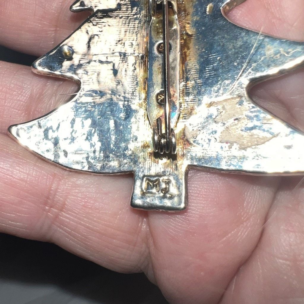 Vintage Vintage Signed MJ Silver Tone Christmas Tree Pendant/Brooch Size ONE SIZE - 2 Thumbnail