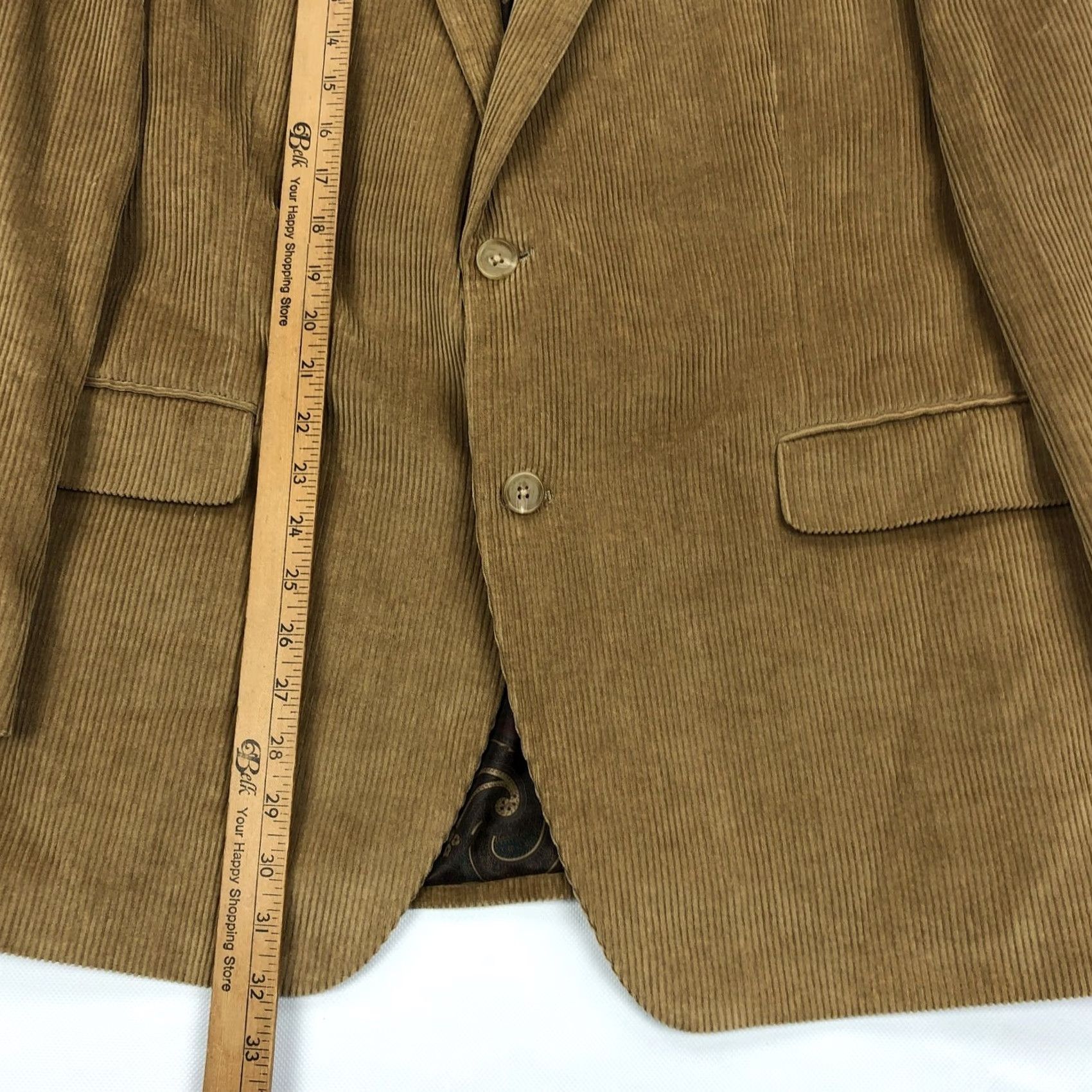 Ralph Lauren Lauren Ralph Lauren Men's Blazer Corduroy Two Button Tan 44R Jacket Coat notched lapel"} Size 44R - 4 Thumbnail
