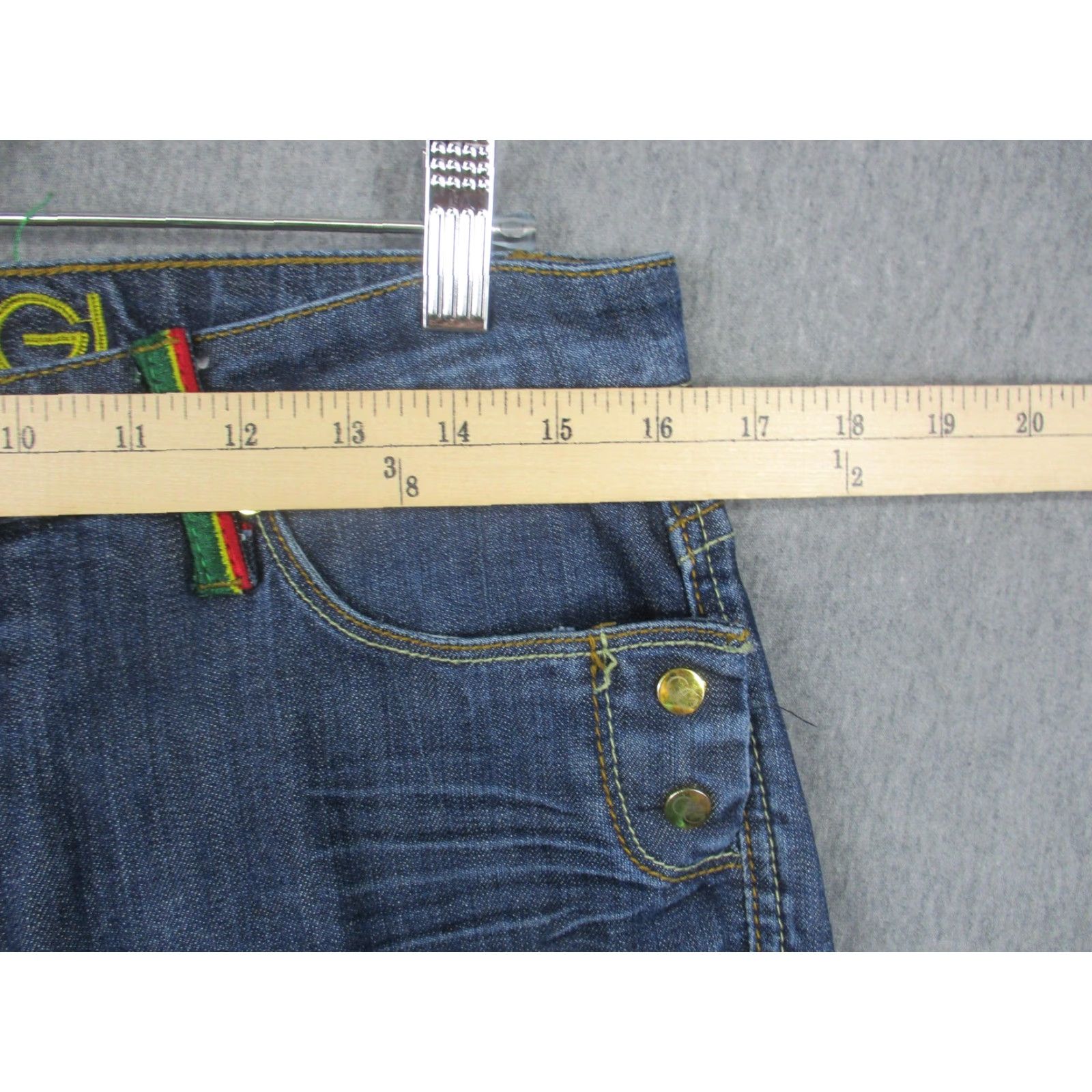 Coogi COOGI Jeans Womens 18 Blue Straight Leg Denim Gold Embellished Pockets Designer Size 40" / US 18 - 3 Thumbnail