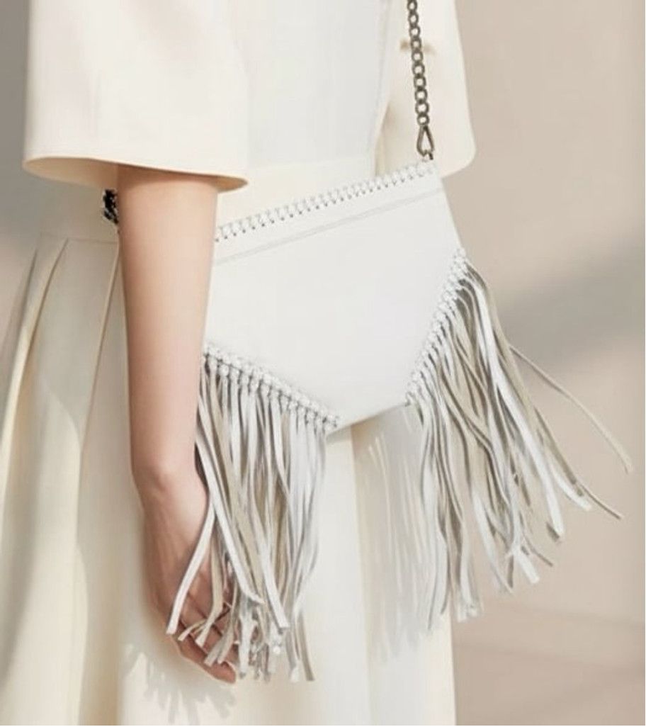 Other RAJ Imports R.A.J. white leather fringe tassel crossbody bag Size ONE SIZE - 2 Thumbnail