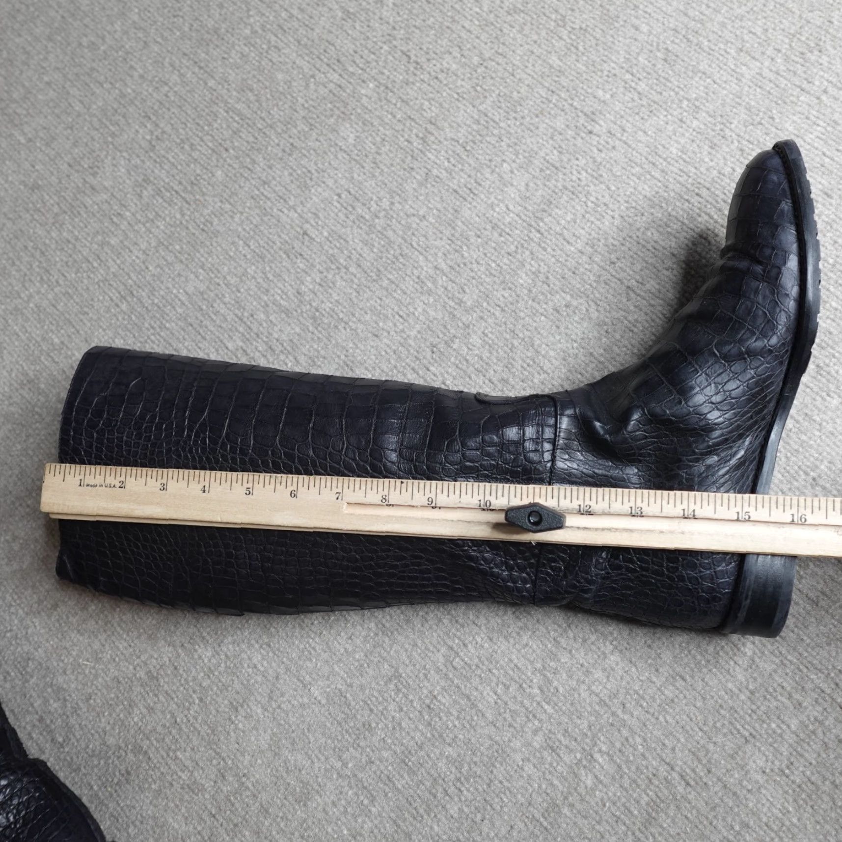 Stuart Weitzman Stuart Weitzman Boots 7.5 Black Crocodile Embossed Equestrian Women Boots Size US 8 / IT 38 - 7 Thumbnail