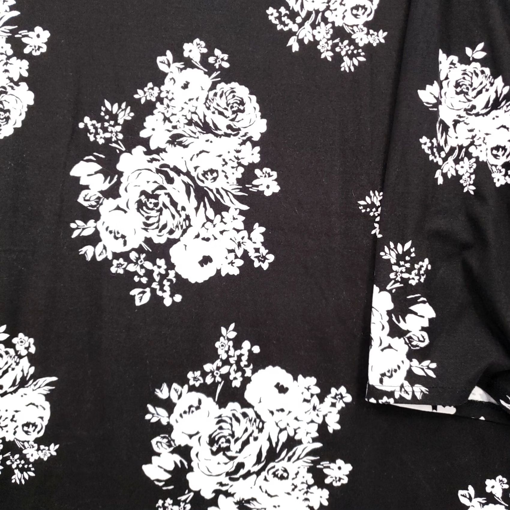 Vintage Kim & Cami Blouse Womens 3X Plus Black Floral Oversized Loose 3/4 Sleeve Stretch Size XXL / US 16-18 / IT 52-54 - 4 Thumbnail