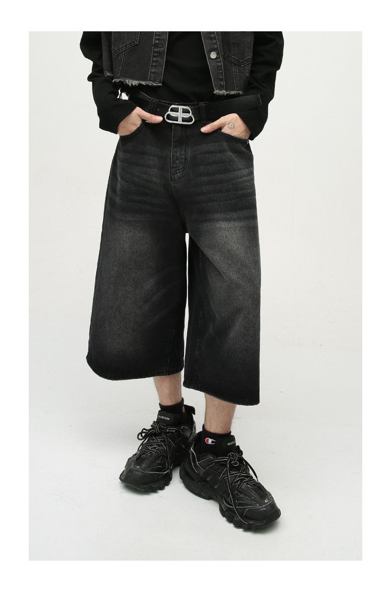 Japanese Brand × Jean Loose wide-leg vintage distressed flared denim shorts Size US 32 / EU 48 - 2 Thumbnail