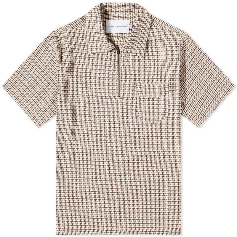 General Admission General Admission Quarter Zip Shirt in Beige Check Size US XL / EU 56 / 4 - 4 Thumbnail