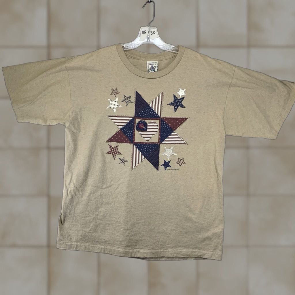 Vintage VINTAGE Alore Unisex T-Shirt XL Short Sleeve Crew Neck USA Patchwork 90s Cotton Rustic Tan Size US XL / EU 56 / 4 - 1 Thumbnail