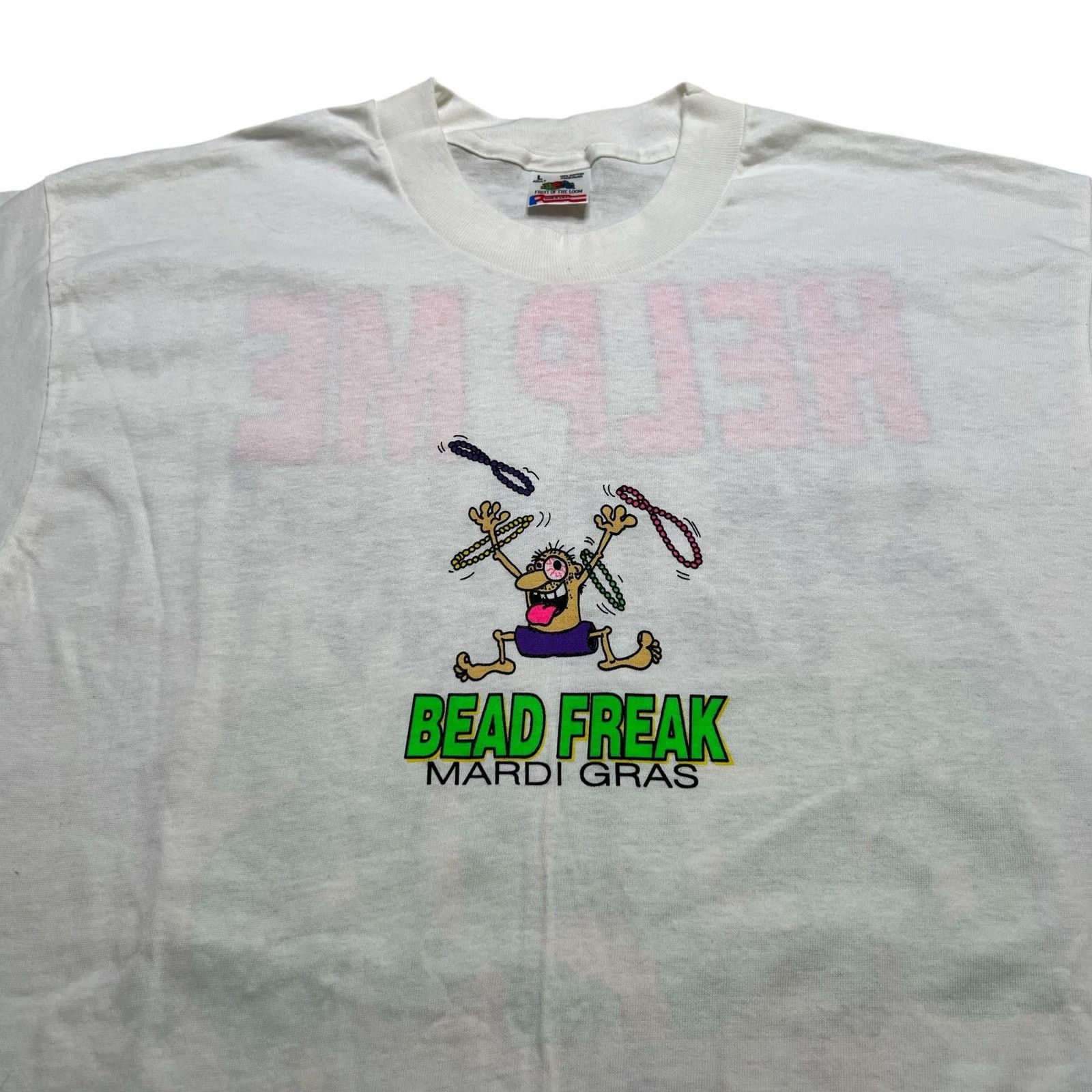 Fruit Of The Loom Vintage 90s Mardi Gras Bead Freak T-Shirt USA Made Sz Large Size US L / EU 52-54 / 3 - 4 Thumbnail