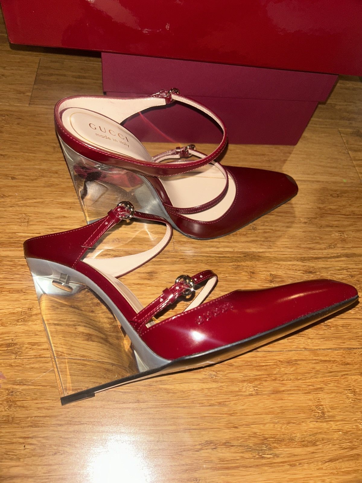 Gucci Gucci Closed Toe Slippers Wedge Mules Regent Rosso Ancora Size US 7 / IT 37 - 6 Thumbnail