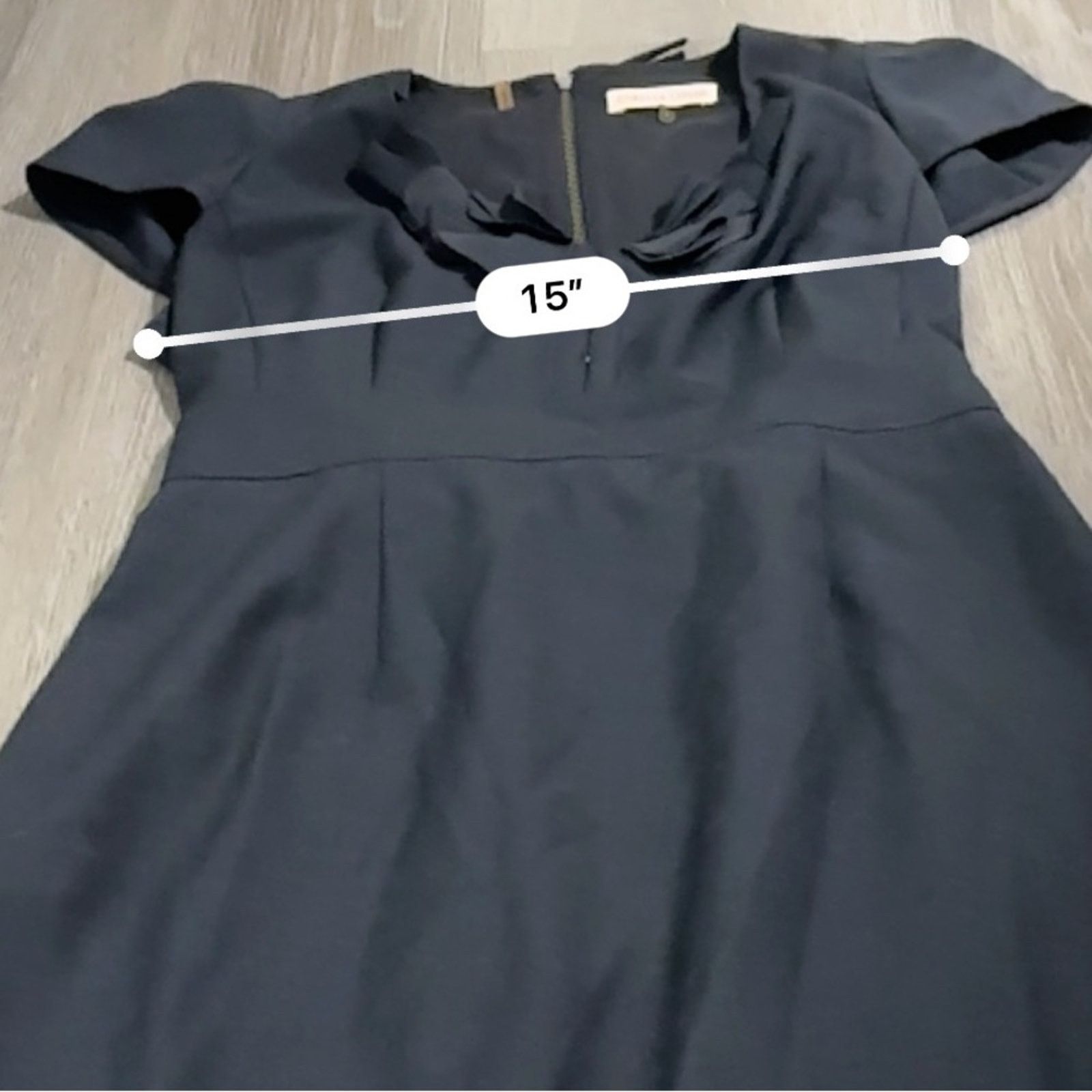 Rebecca Taylor Rebecca Taylor Dark Navy Blue Cap Short Sleeve Ruffle Dress Size XL / US 12-14 / IT 48-50 - 7 Thumbnail