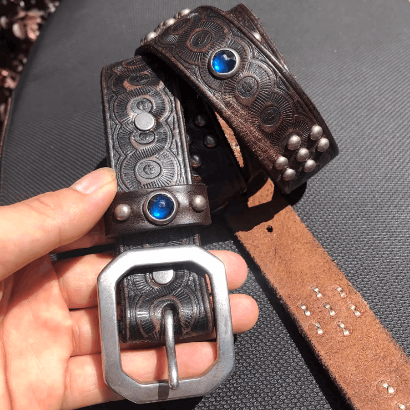 Leather × Vintage American Retro Motorcycle Belt Size ONE SIZE - 1 Thumbnail