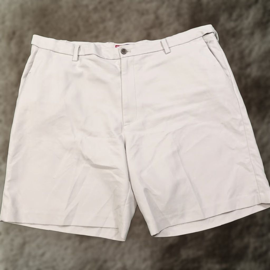 Chaps Chaps Shorts Mens Flat Front Beige Khaki Polyester Size 42 Regular Front Zip Inseam 8.5in Casual Chino BeigeMens 42 Size US 42 / EU 58 - 1 Thumbnail