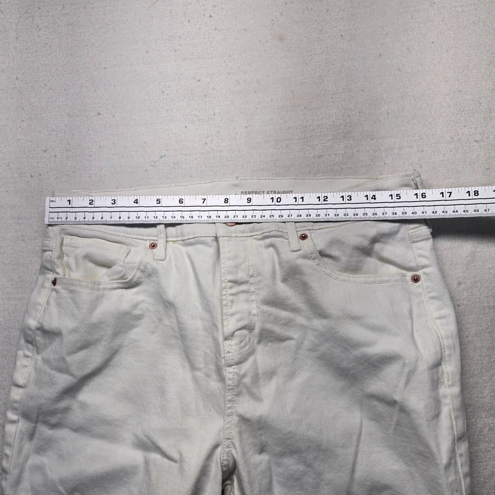 Old Navy Old Navy Pants Chino Straight Women 12 Mid Gray White - Casual Workwear, Flat Front, Button Zipper, Stretch, Machine Washable, Regular Rise, 12 Women Size 34" / US 12 / IT 48 - 5 Thumbnail