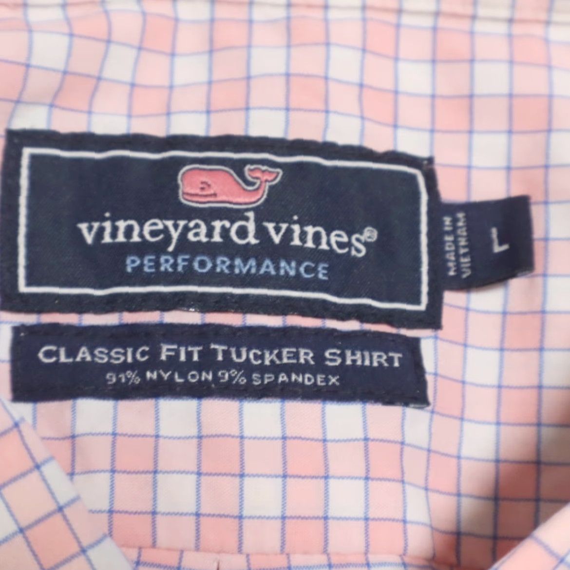 Vineyard Vines Vineyard Vines Performance Tucker Stretch Nylon Check Long Sleeve Button Down Shirt Pink Men L Size US L / EU 52-54 / 3 - 5 Thumbnail
