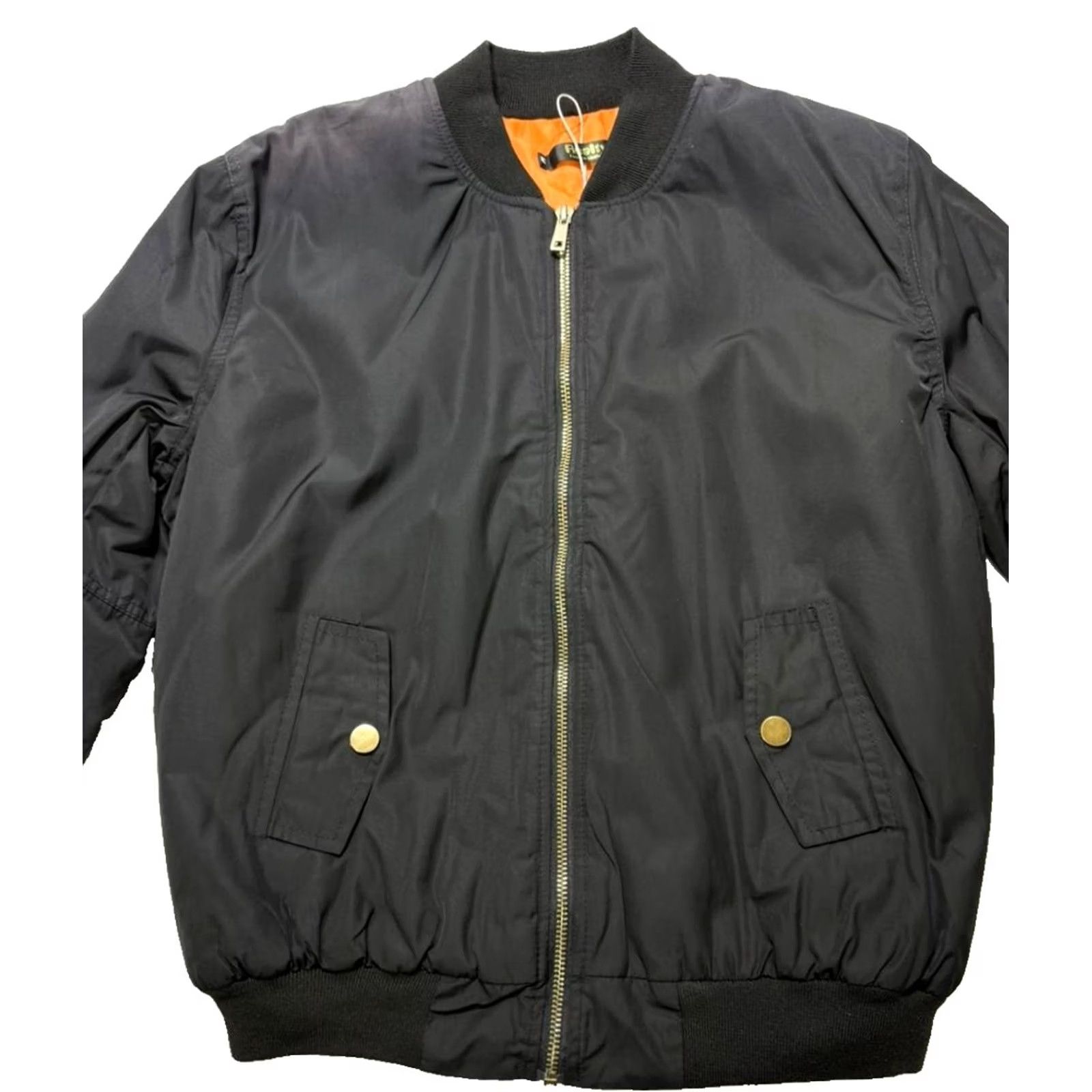 Vintage Realty Fashion Bomber Jacket M Black Polyester Full Zip Pockets - Winter Casual Mens Size US M / EU 48-50 / 2 - 6 Thumbnail