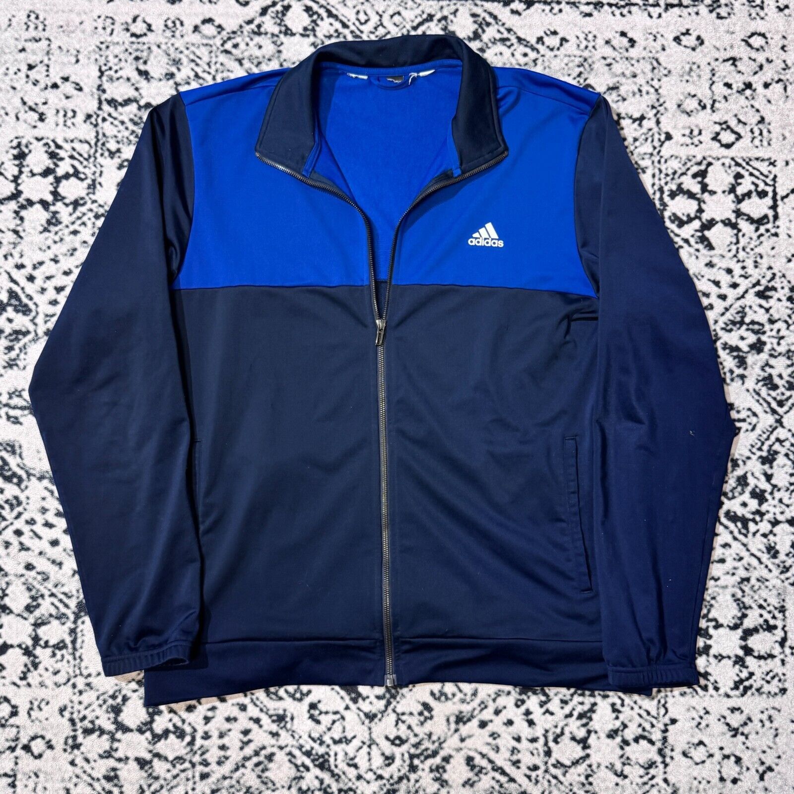 Adidas × Vintage Vintage Adidas Blue Black Polyester Tracksuit Jacket Size XL Size US XL / EU 56 / 4 - 1 Thumbnail
