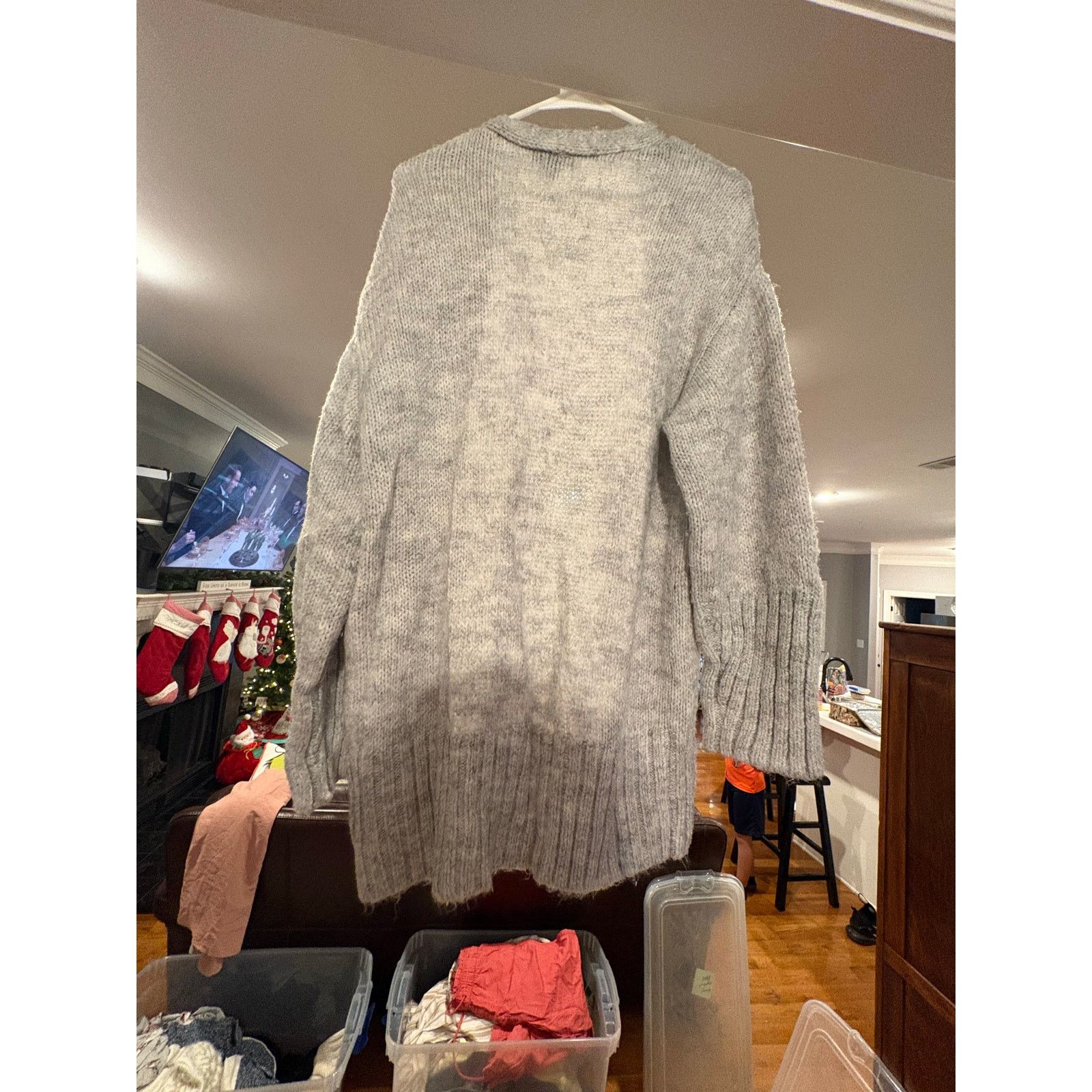 Express Express Open Front Cardigan XS Light Gray Soft Knit Sweater Size XS / US 0-2 / IT 36-38 - 4 Thumbnail