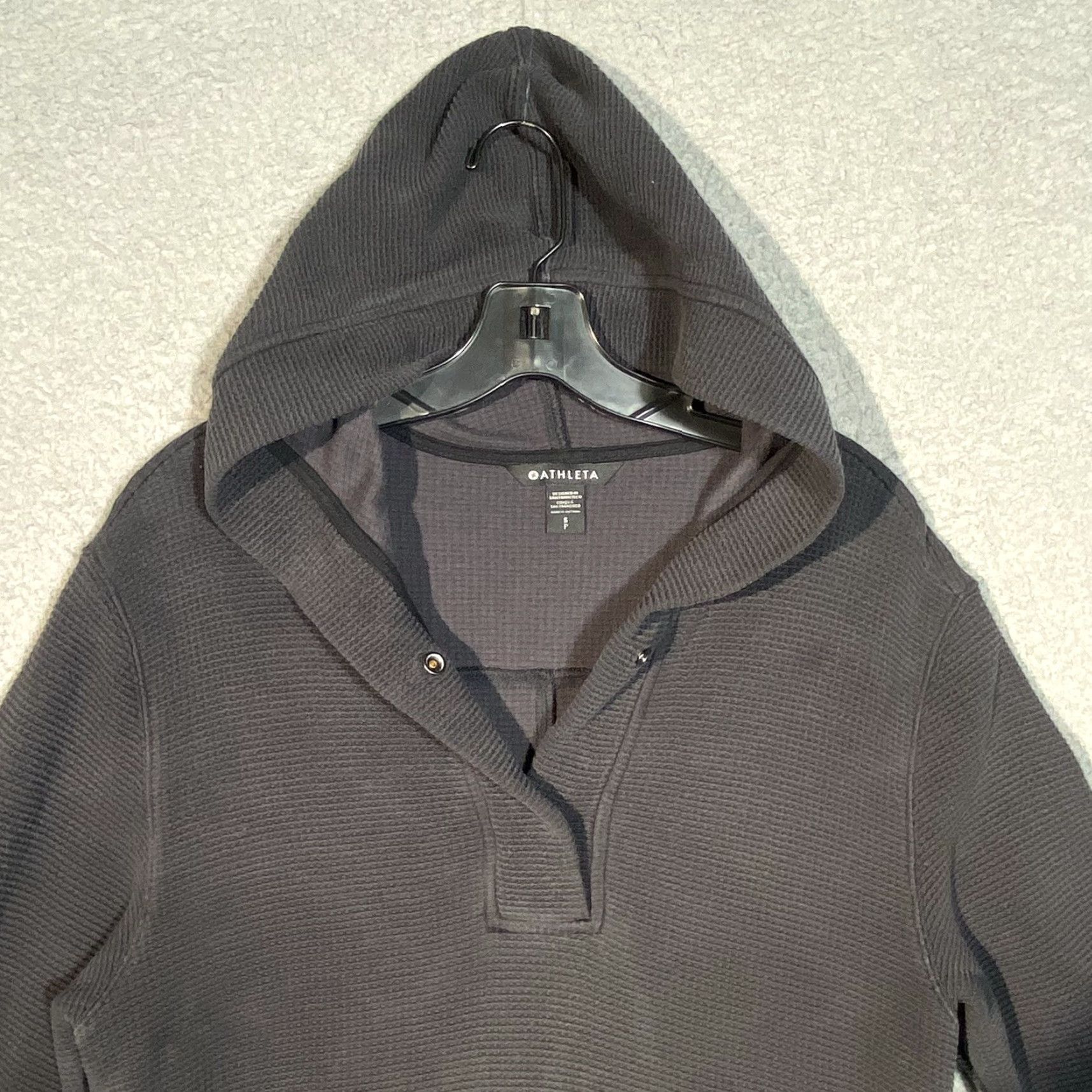 Athleta Athleta Hoodie Women’s Gray Coaster Luxe Waffle Pullover Sweatshirt S Small Button Accents Activewear Regular Fit Jacket? Size S / US 4 / IT 40 - 2 Thumbnail