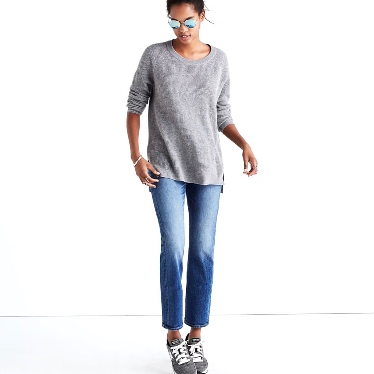 Madewell Madewell Waffle Knit Sweater Pullover Gray Wool Blend L Women's Pullover Knit Waffle-Stitch Wool Blend L Size L / US 10 / IT 46 - 3 Thumbnail