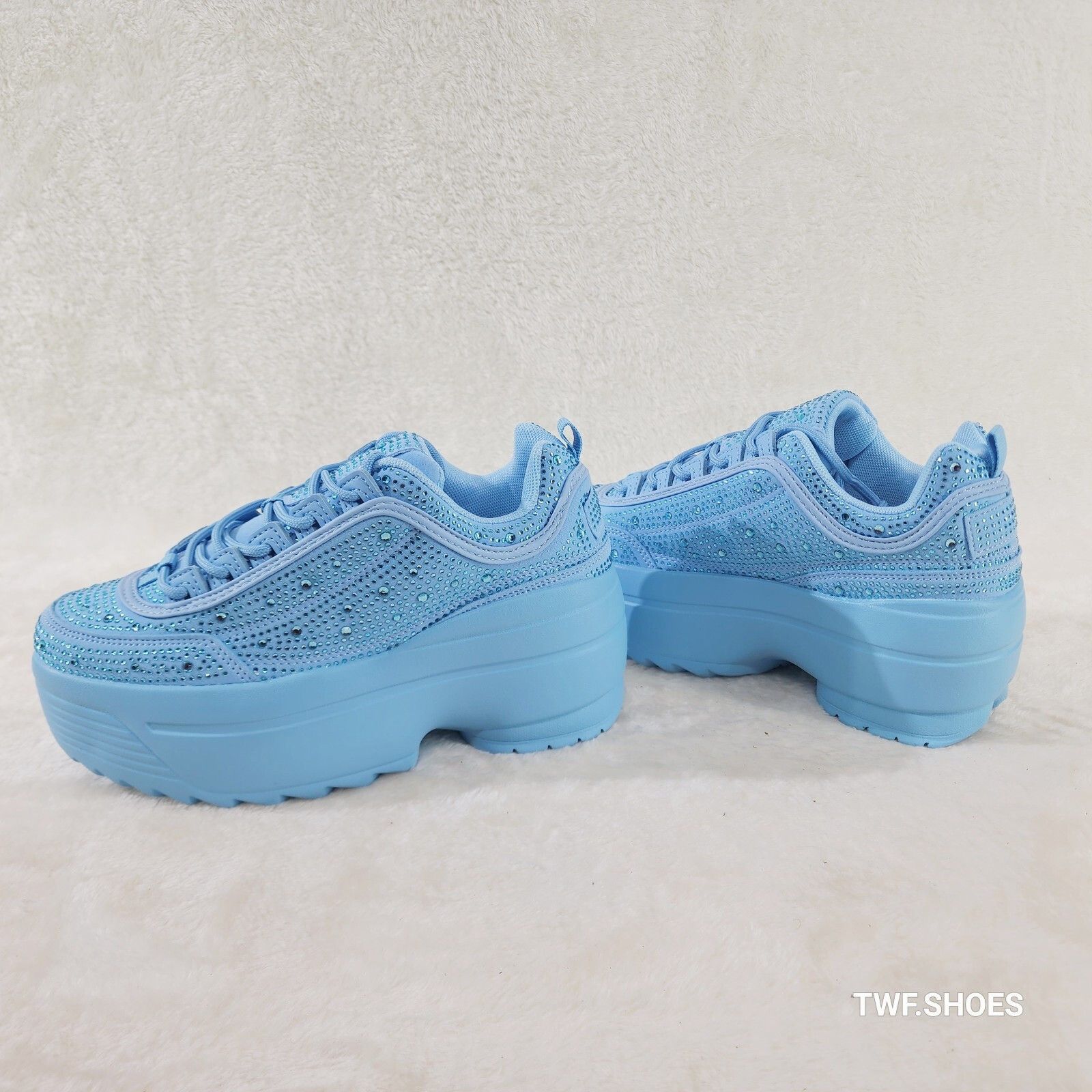 Other Ultra Cush Light Blue Rhinestone Platform Sneakers (US Shoe Size US 6 / IT 36 - 3 Thumbnail