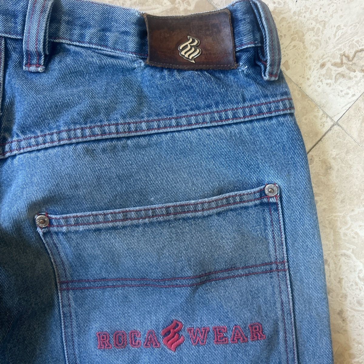 Rocawear VINTAGE BLUE ROCAWEAR DISTRESSED JORTS Size US 35 - 4 Thumbnail