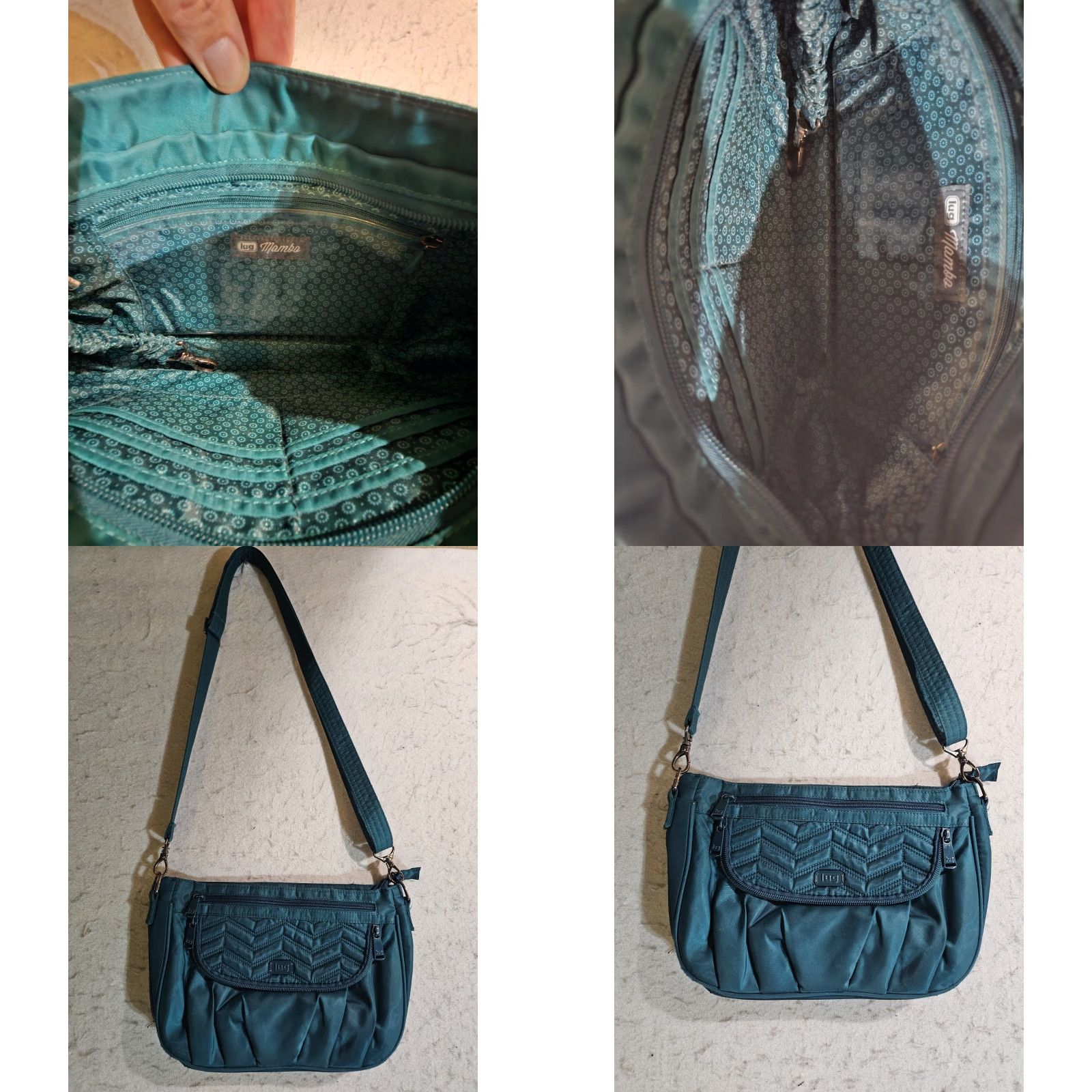 Vintage Lug Classic Mamba Crossbody Bag Blue Green Quilted Nylon Travel Purse Organized - Womens, Small, Crossbody, Navy? Size ONE SIZE - 8 Thumbnail