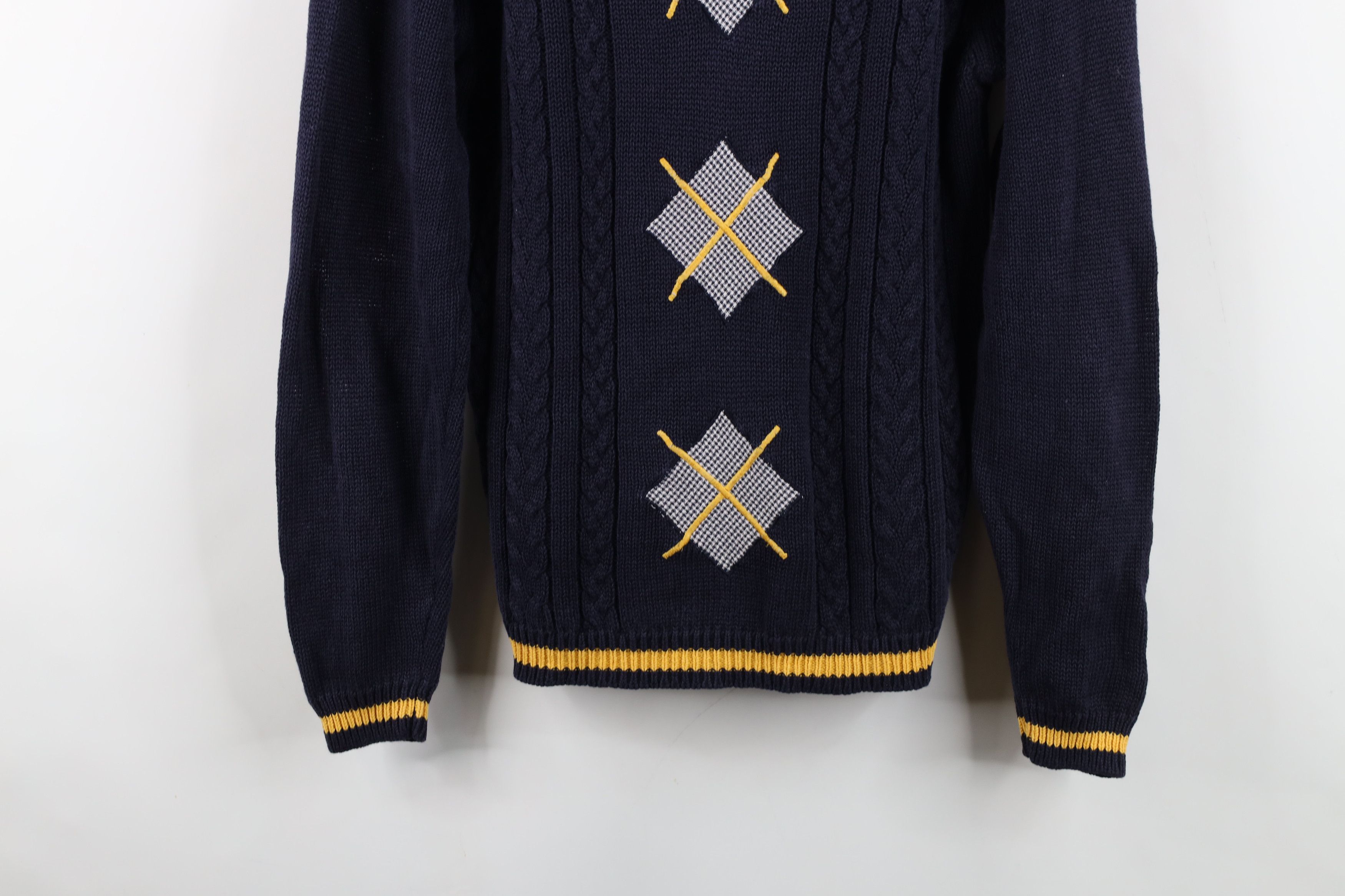 Vintage Vintage 90s Streetwear Diamond Chunky Cable Knit Sweater Size US S / EU 44-46 / 1 - 3 Thumbnail