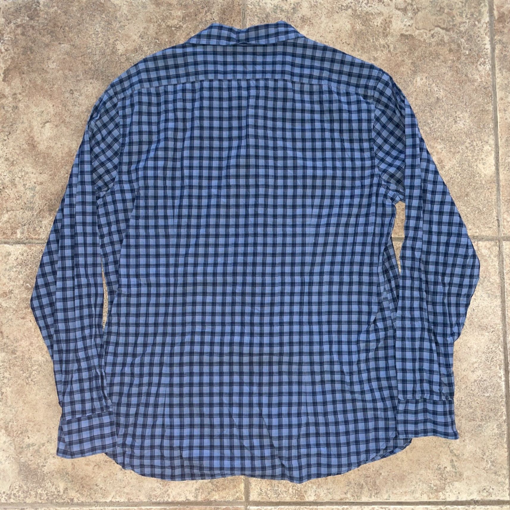 John Varvatos John Varvatos USA Blue Plaid Button Shirt Mens XL Size US XL / EU 56 / 4 - 4 Thumbnail